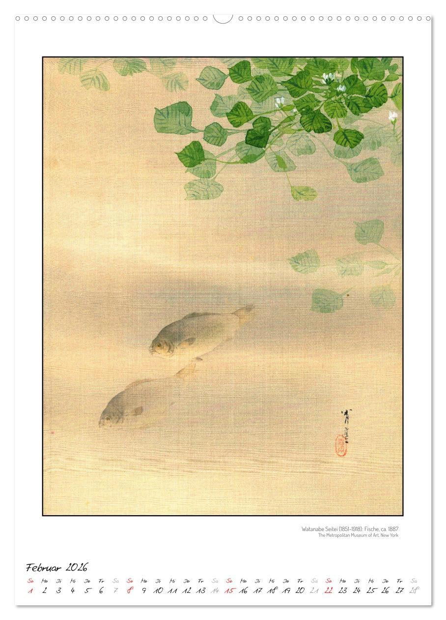 Watanabe Seitei - Japanische Tuschmalerei (hochwertiger Premium Wandkalender 2026 DIN A2 hoch), Kunstdruck in Hochglanz: Seidenmalerei Watanabe Seitei ... Augenblicks Kunstkalender (CALVENDO Kunst)