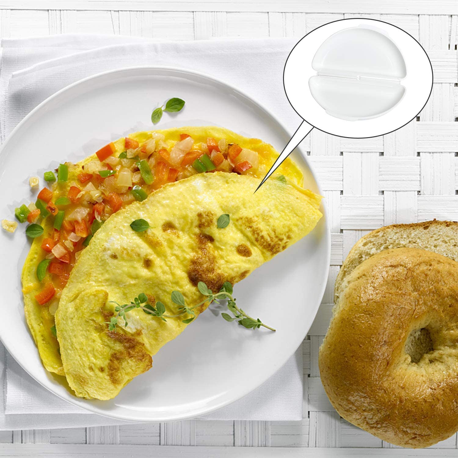 Microwavable Cooker Omelette Eggs Steamer Breakfast Scrambled Egg Cookware With Two Hinged Flip Compartments Bpa Free Home Kitchen Gadgets Multifunctional Tools (Pack Of 1) (Omelette) - Image 4