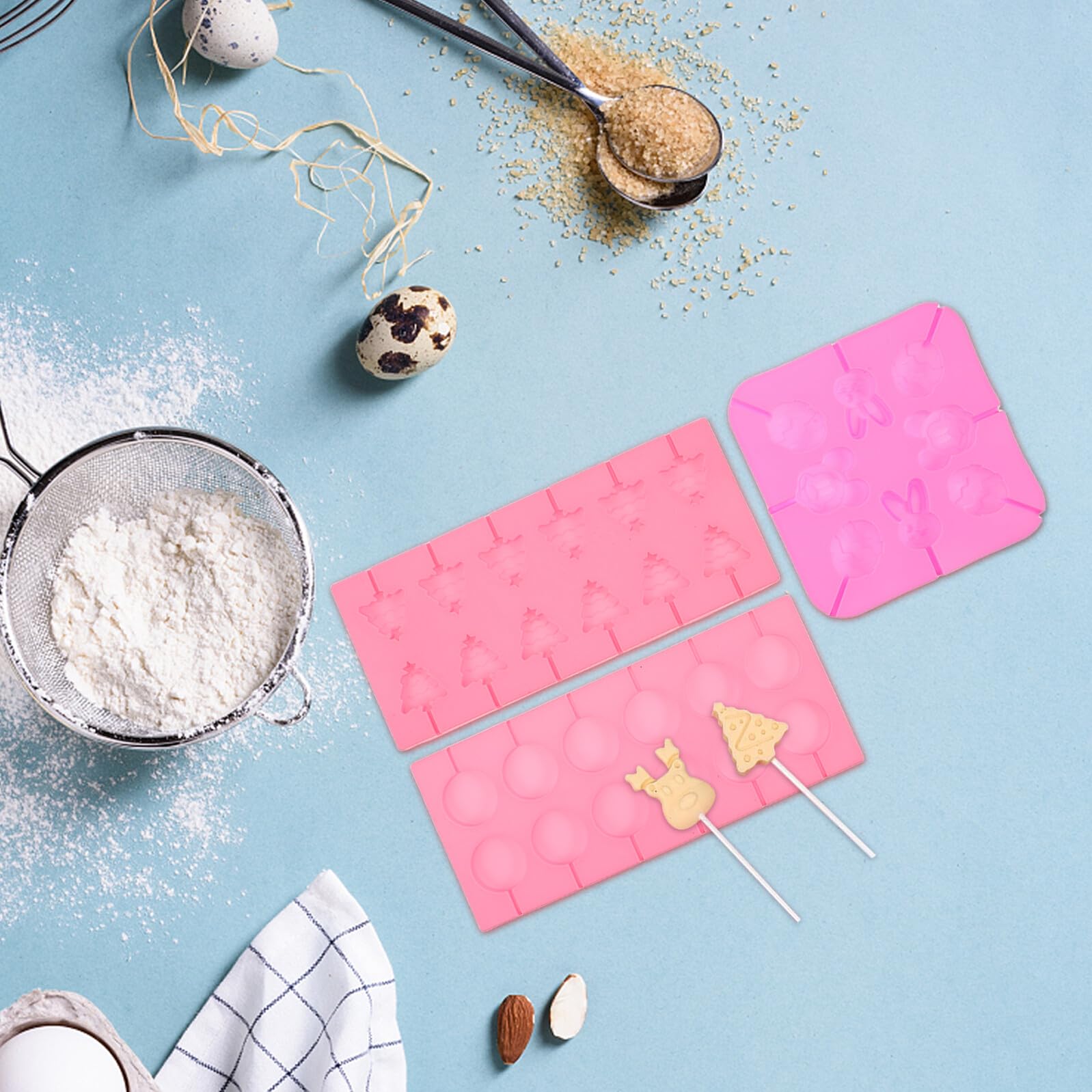 Stampi Natalizi in Silicone per Lecca Lecca, Set da 7 Pezzi