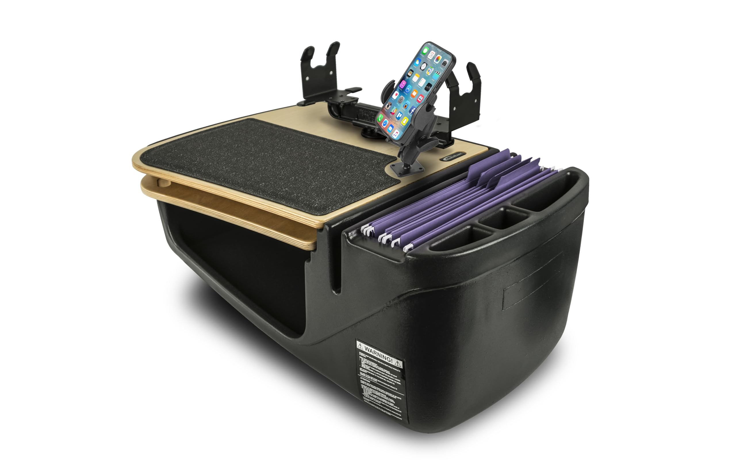 AutoExec AE-GMCD-PI-PM-PS-11M GripMaster Car Desk for Your Vehicle Workstation and Mobile Office, Natural with 400 watt Power Inverter,Phone Mount and Printer Stand