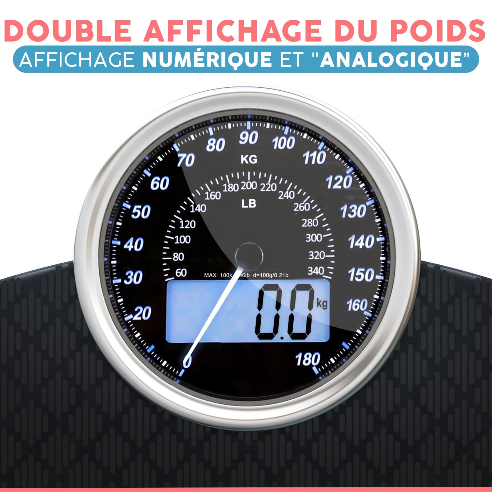 Hybrid Pèse-Personne - Analogique & Digital, Précis jusqu'à 180 kg