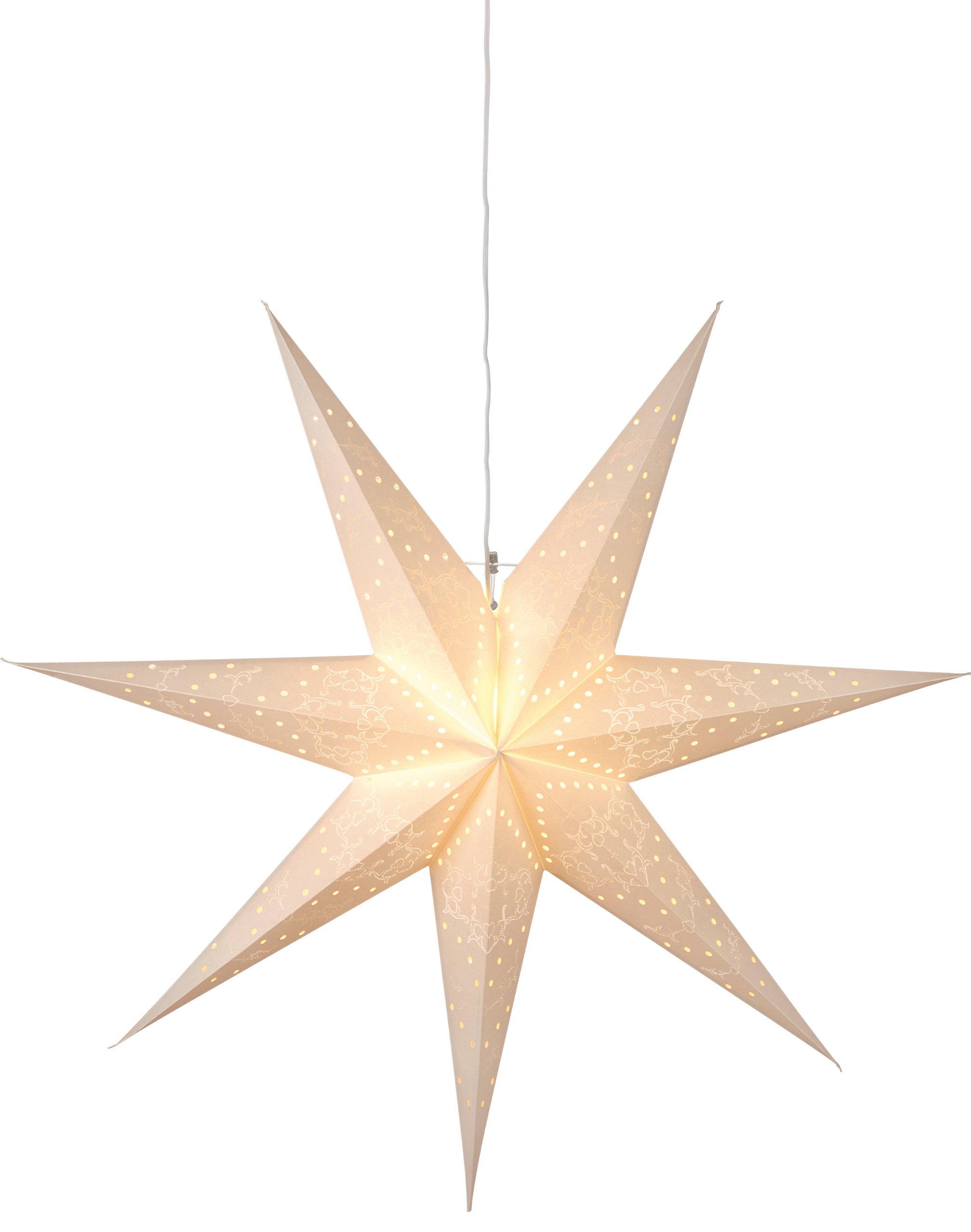 Weihnachtsstern Sensy von Star Trading, 3D Papierstern Weihnachten in Weiß, Dekostern zum Aufhängen mit Kabel, E14 Fassung, Ø: 100 cm