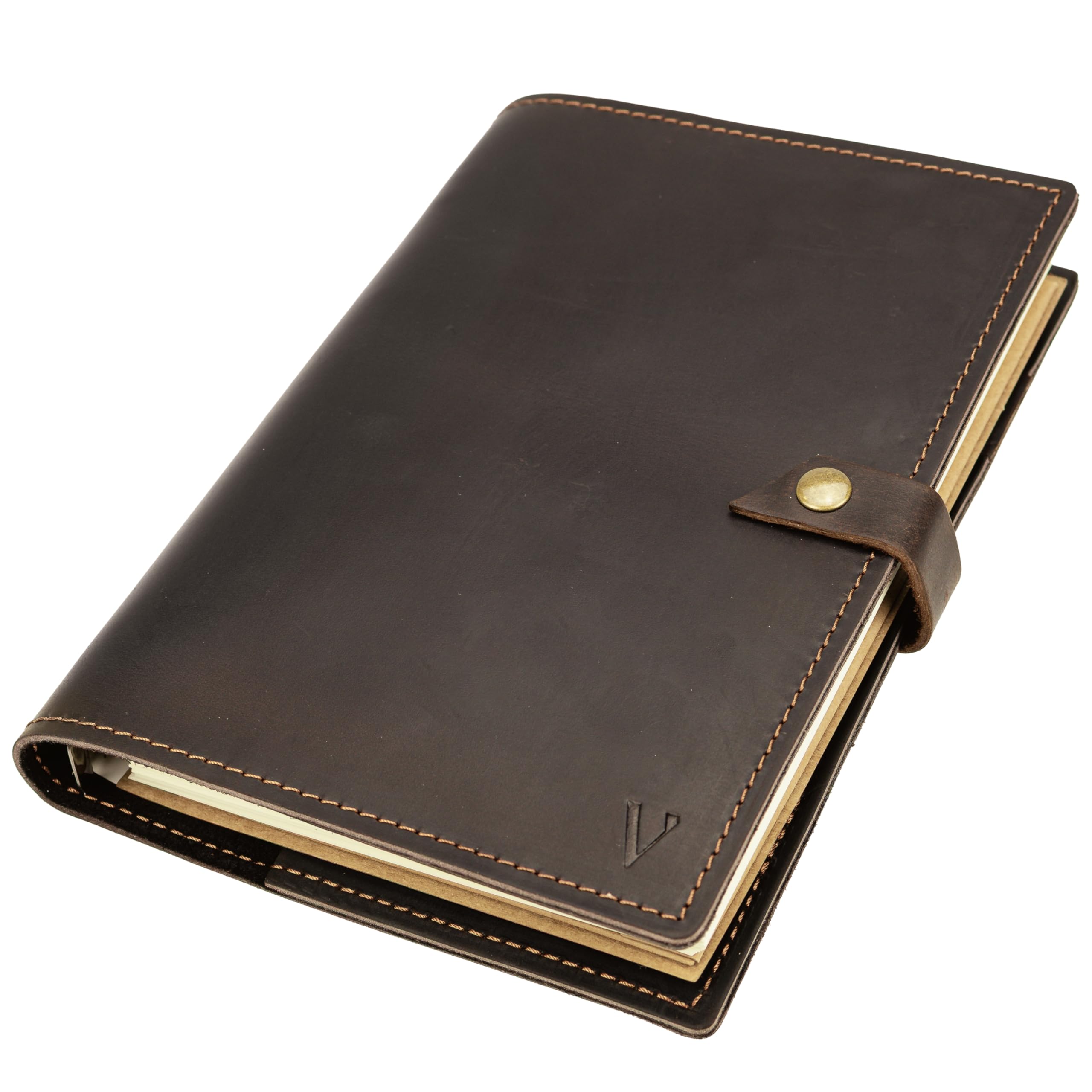 ROALD – Cuaderno de piel A5 recargable con 6 anillas | Diario de viaje y diario de piel de vacuno auténtica
