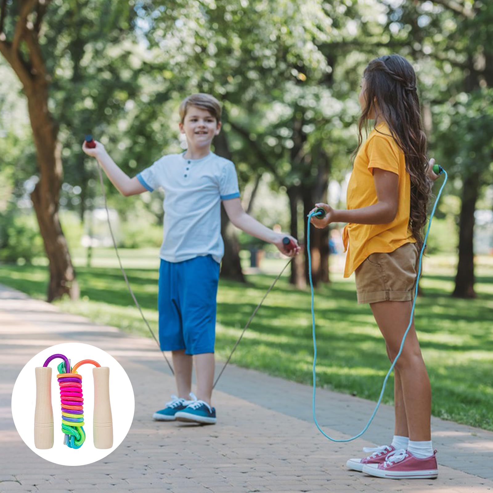 Corde à Sauter Réglable Pour Enfants | Poignées En Bois, Corde En Coton | Sport, Jeu, Entraînement à La Maison