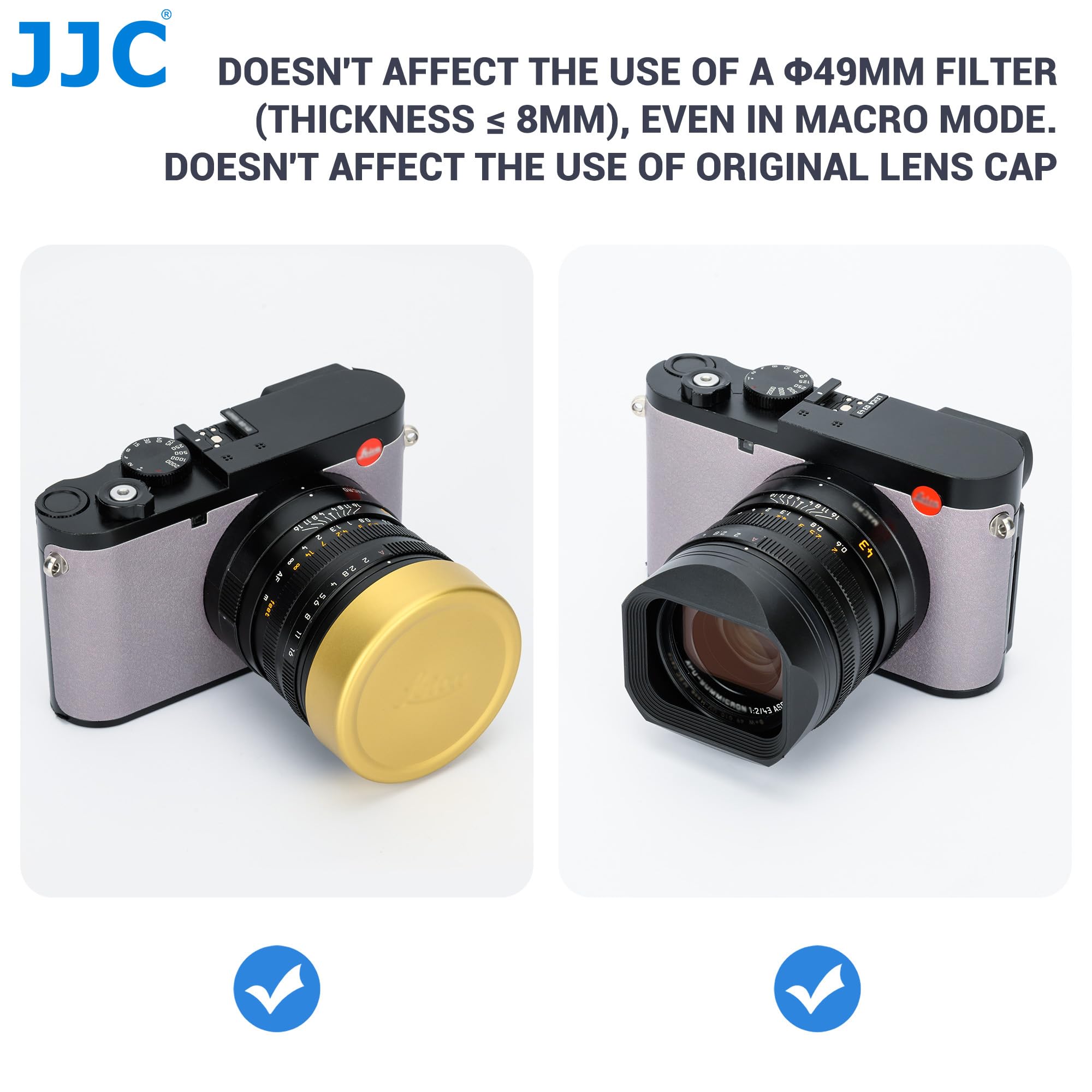 JJC Paraluce Quadrato in Metallo per Leica Q3 43, Q3, Q2 Design Ottimizzato Senza Vignettatura, Compatibile con Filtri Spessi 8mm e Modalità Macro, Adattabile al Tappo Obiettivo Originale