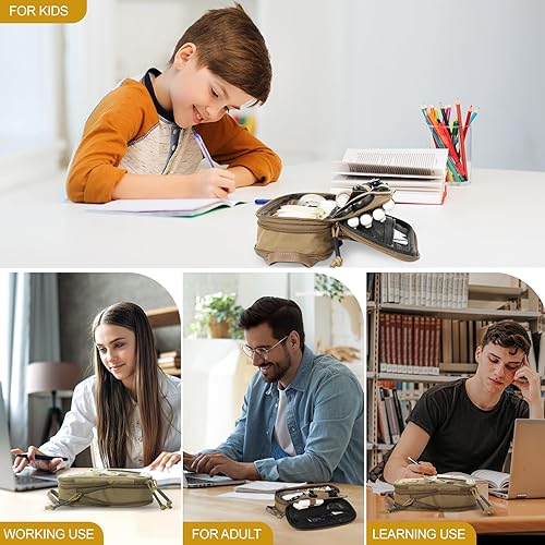 Miniatura 6 de OneTigris Estuche para lápices - Estuche para lápices para niños y niñas, suministros de oficina, papelería, organizador con cremallera,