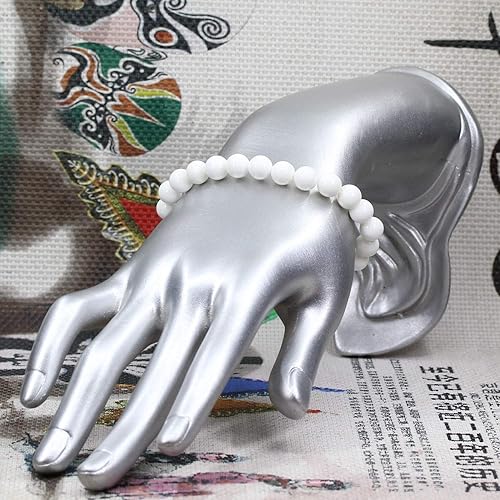 Miniatura 3 de Pulsera elástica de cuentas redondas de 0.315 in con piedras preciosas naturales de 7 pulgadas