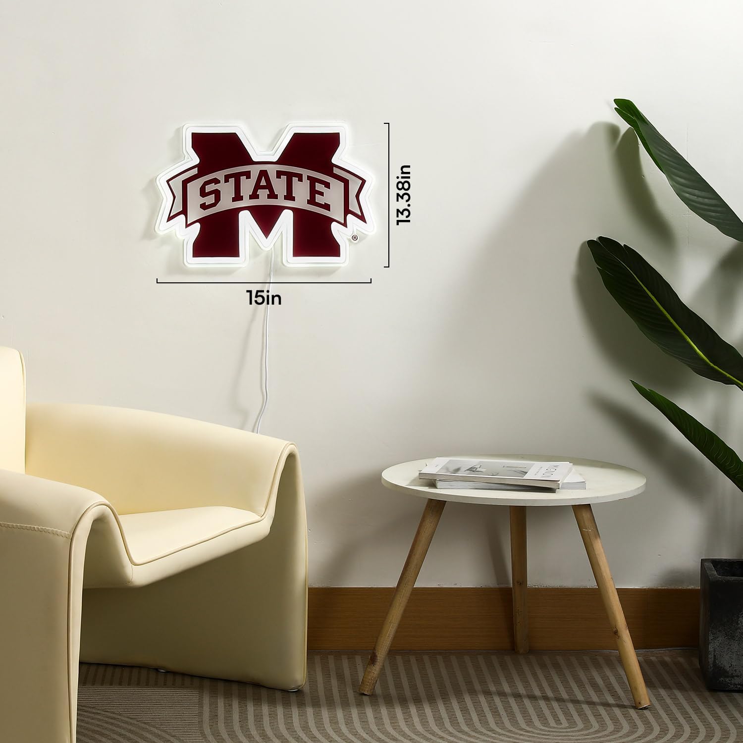 Saturday Neon Officially Licensed NCAA Mississippi State Bulldogs LED Neon Light Up Sign, 15" - Perfect for Fans and Alumni