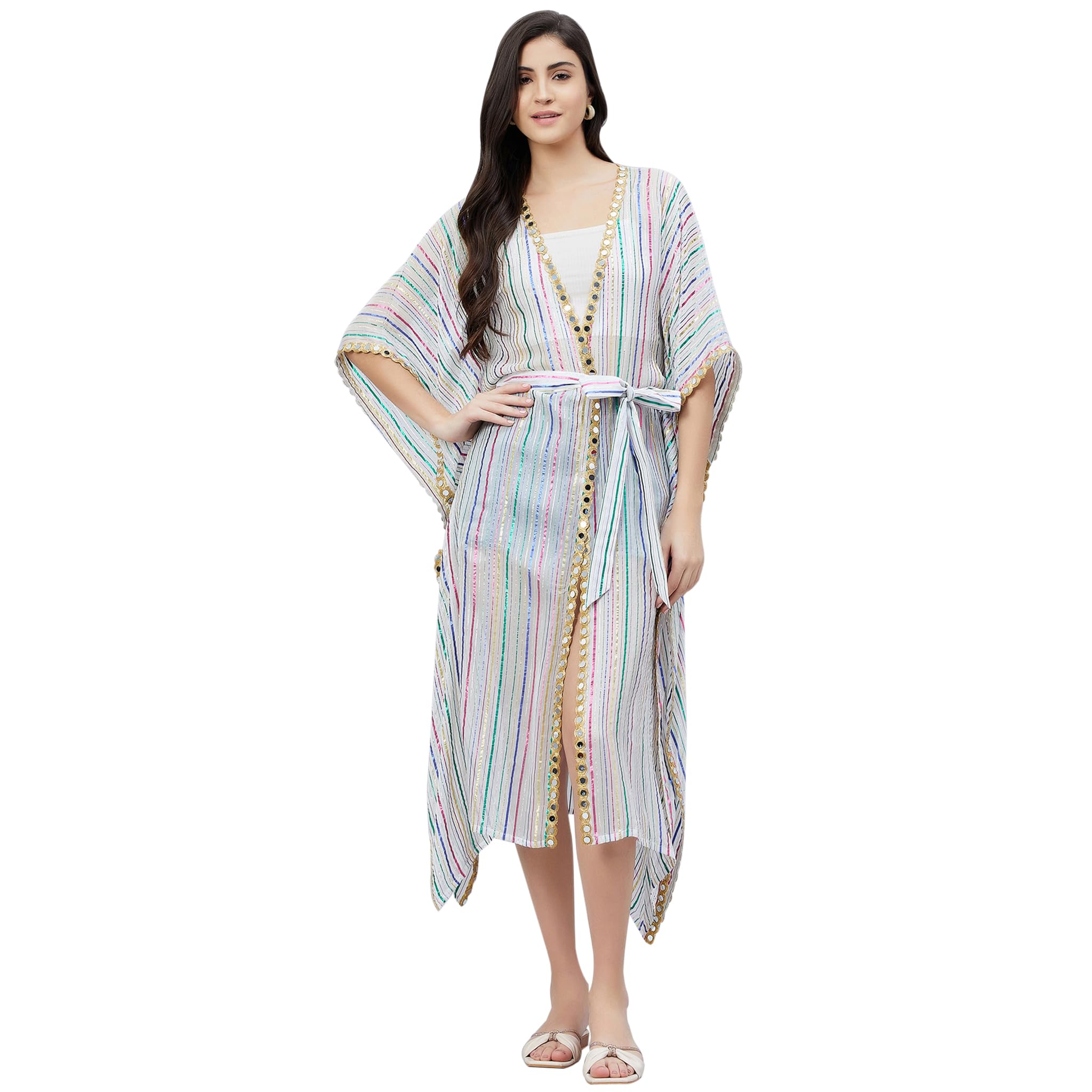 first resort by Ramola Bachchan Women's White Lurex Short Cover-Up-picture-42