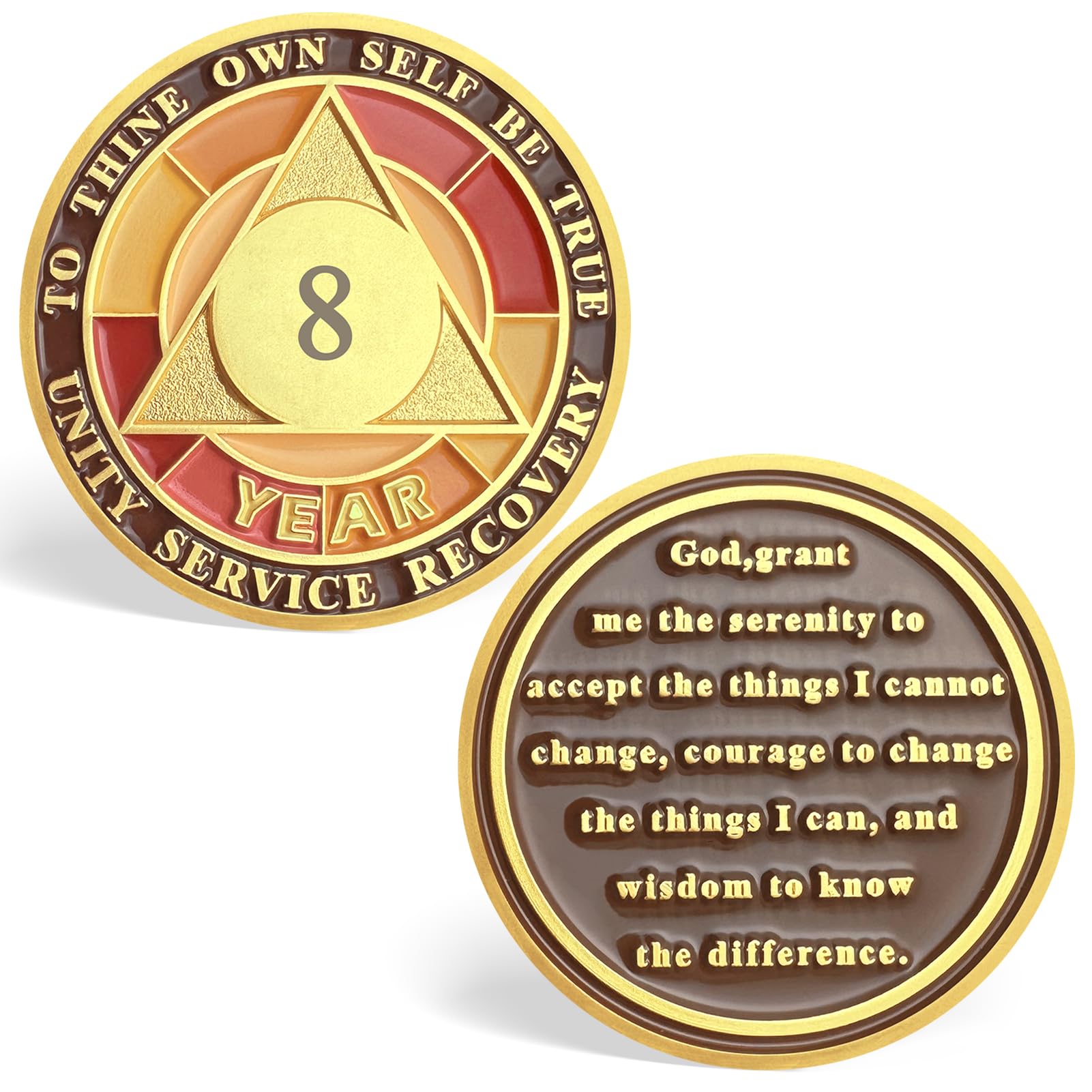 8 Year Sobriety Chips, Tri-Plate Sobriety AA Chips and Medallions - Sobriety Coins Recovery Chips Sober Coins for Alcoholics Anonymous Recovery Sobriety Gifts for Men/Women