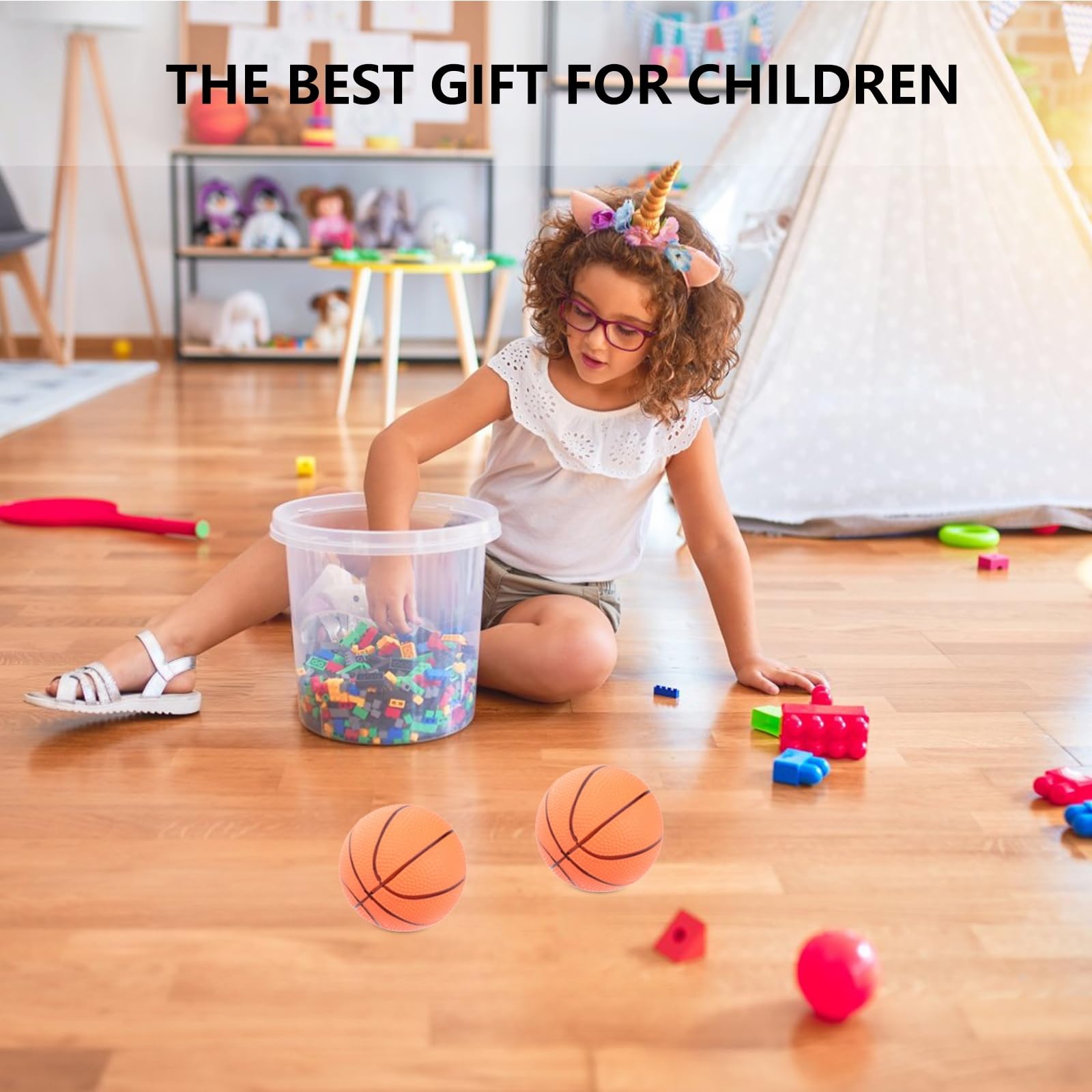 Kit 4 Mini Ballons De Basket Gonflables - Avec Pompe Et Panier - Jouet Sport Enfant 10cm - Anti-stress