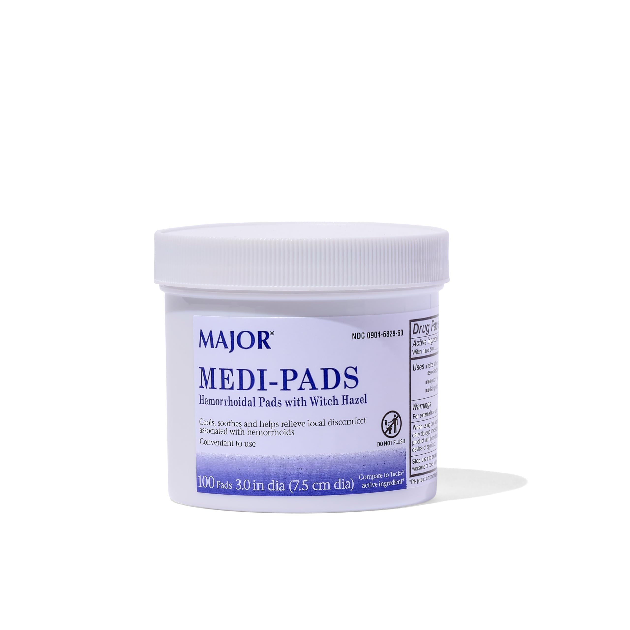 Medi-Pads Maximum Strength With Witch Hazel Hemorrhoidal Hygienic Cleansing Pads 100 Ct per Jar Compare to Tucks Pads