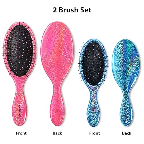 Miniatura 2 de MagicSpell Juego de brochas Pro 2 para todo tipo de cabello (rosa intenso brillante y azul)