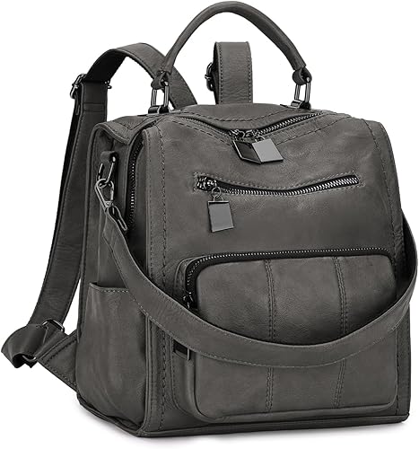 Bolso tipo mochila para mujer, RAVUO de piel sintética, mini mochila de moda para mujer, tres formas de llevar, S