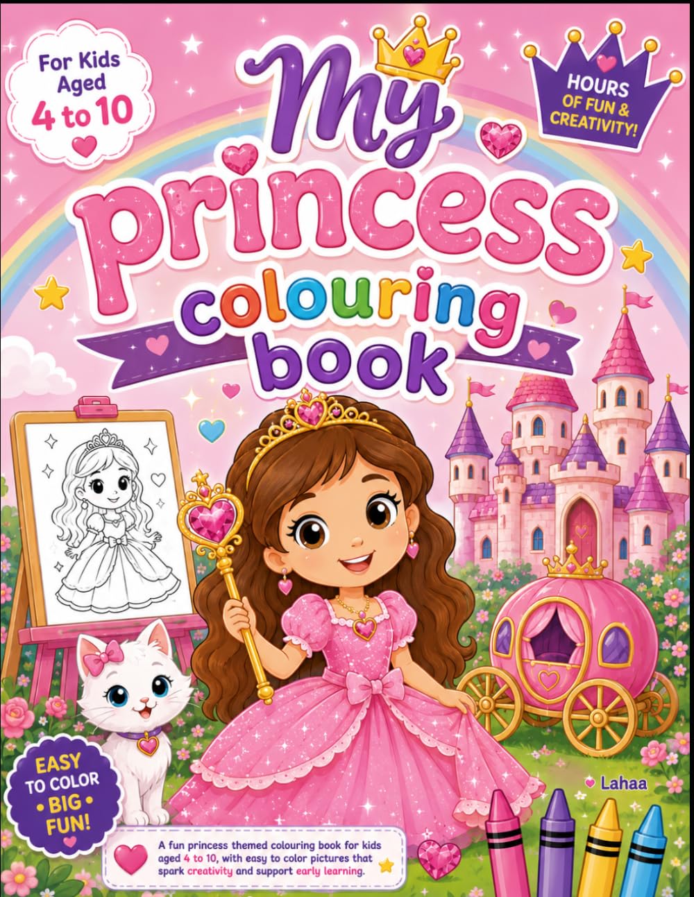 Magical princess coloring book: A Fun and Creative Coloring Adventure for Girls Ages 4–10 with Beautiful Princesses, Castles, and Enchanted Scenes