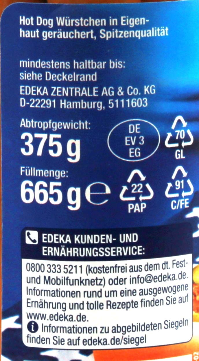 Gut & Günstig Hot Dog Würstchen American Style, 6er Pack (6 x 375g)