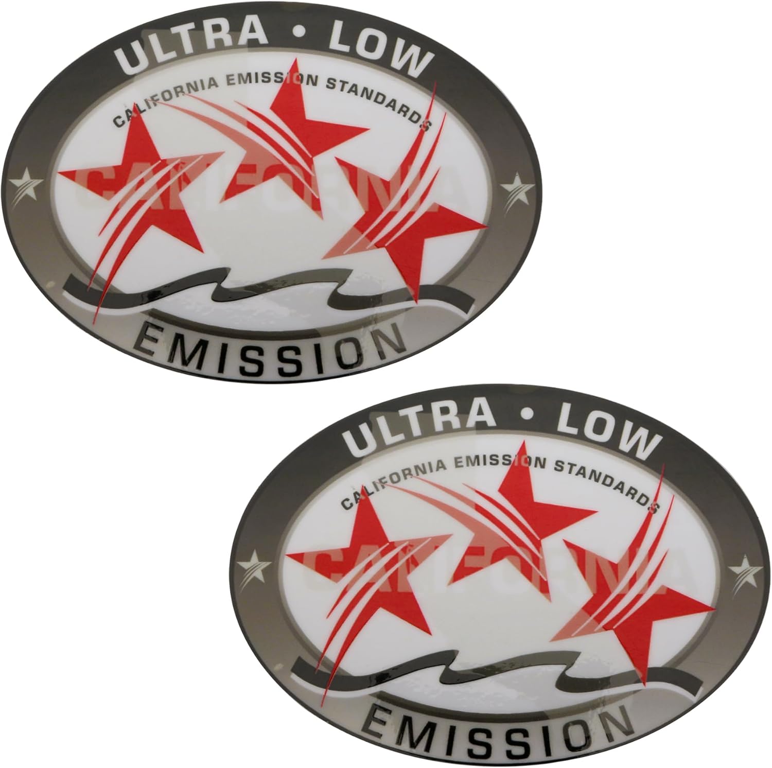 2 Pcs Marine Ultra Low Emission 3 Star Decal Stickers for Boat Outboard Motors Red