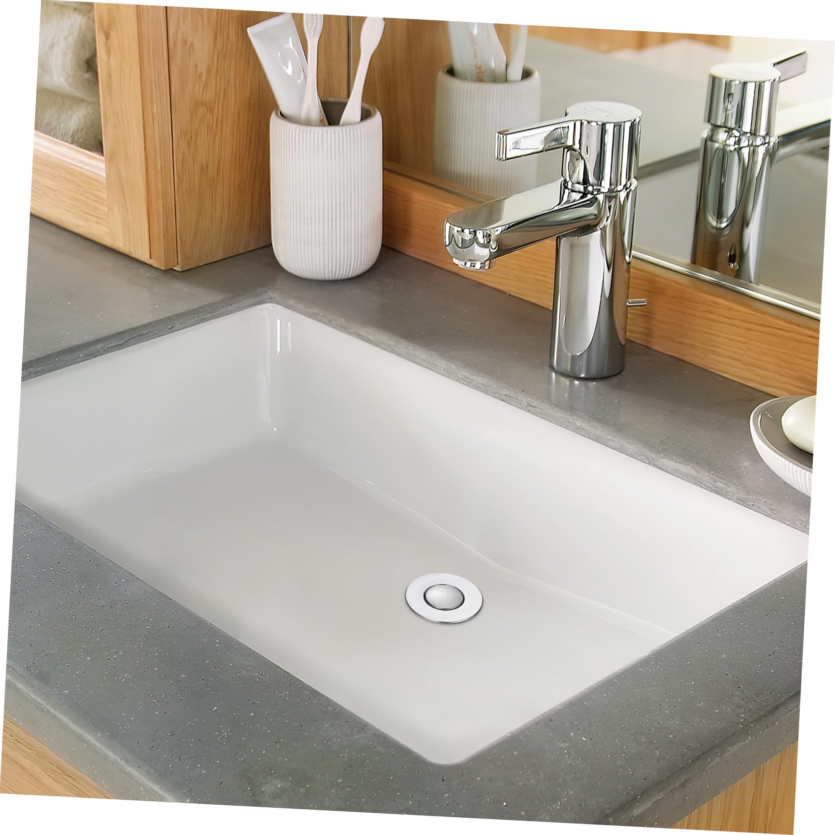 Mikinona Tapón de Fregadero con Filtro Integrado Push Tipo Rebote Abs y Acero Inoxidable Antióxido y Antipérdidas para Baño y Cocina Instalación sin Herramientas