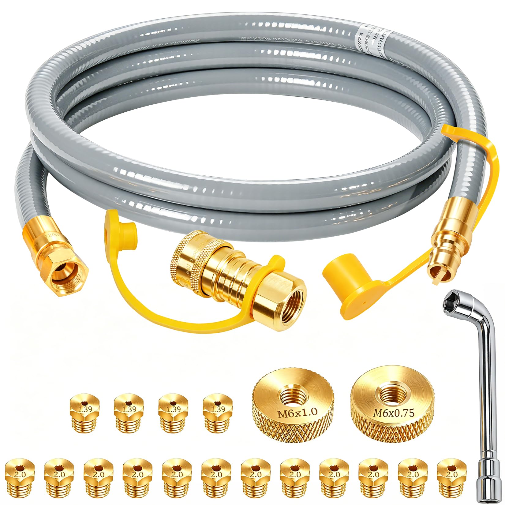 Photo 1 of GasSaf 8FT Natural Gas Hose Conversion Kit for Blackstone 28"/36" Griddles, Universal Natural Gas Hose for Weber Grills, Pizza Oven, Fire Pit, Generator and More