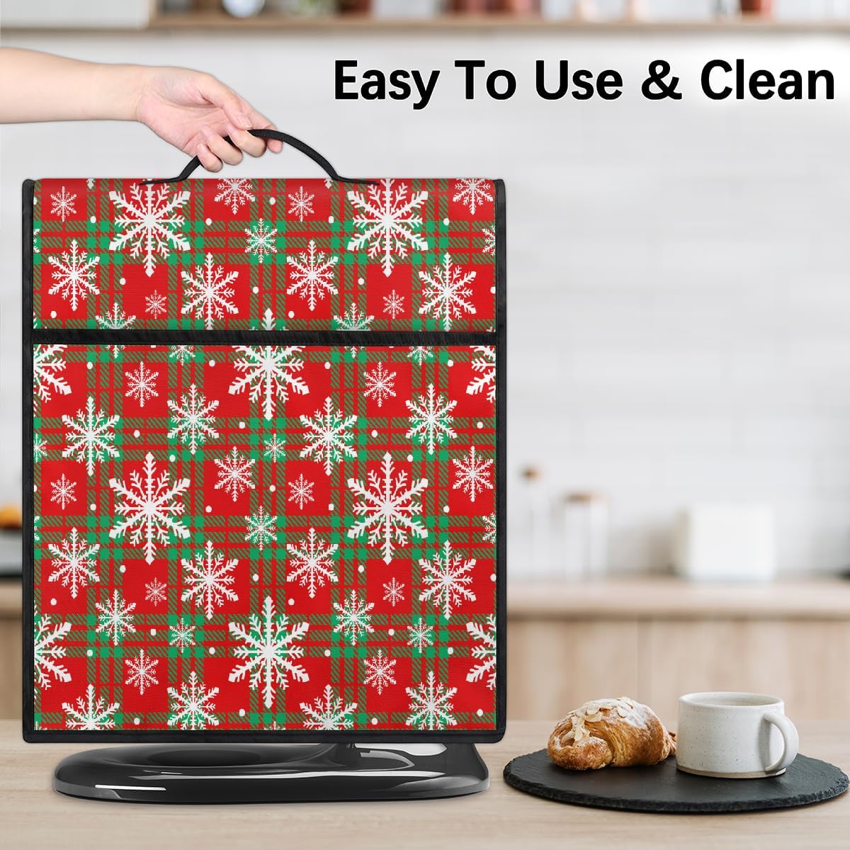 cfpolar Kitchen Aid Mixer Cover Compatible with 6-8 Quarts Xmas Christmas Snowflakes Stand Mixer Cover Kitchen Aid Mixers Accessories Appliance Organizer Bag Dust Covers with Zipper Pocket