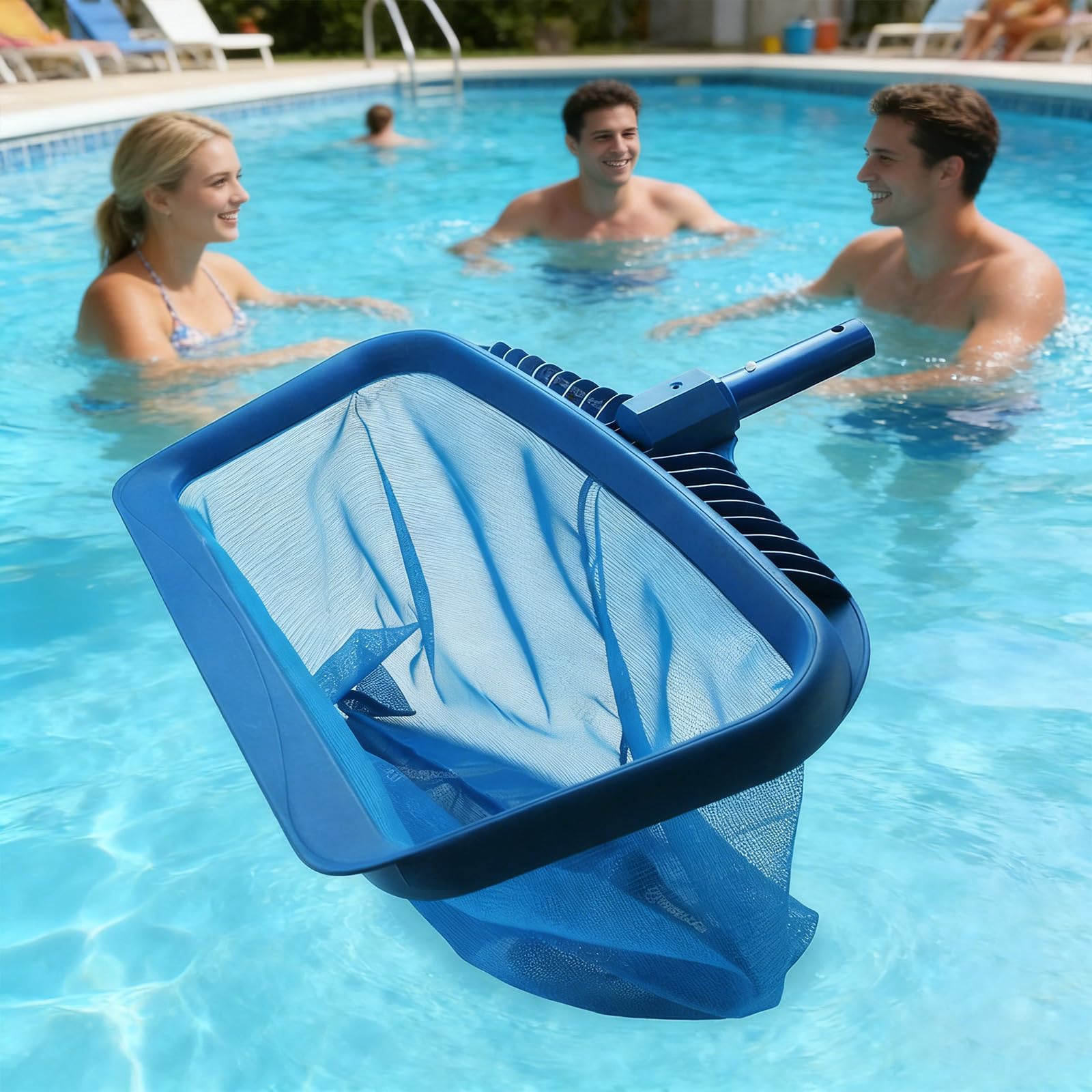 Rete rimovibile per la pulizia della piscina, strumento per la manutenzione della piscina, con asta in alluminio da 1,1 m, strumento di pulizia multifunzione di lunga durata