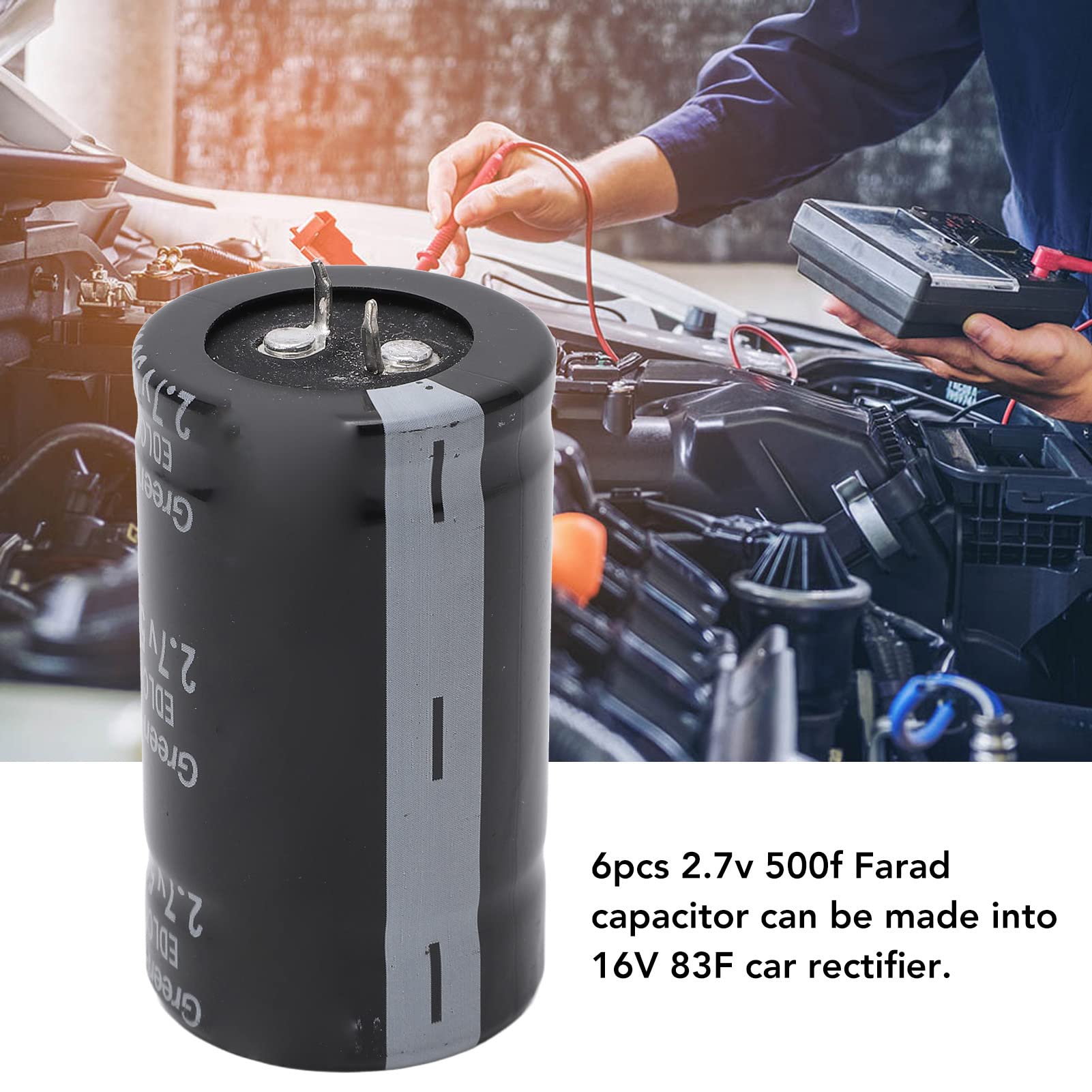 Super Kondensator, 2 szt. 2.7 V 500F Kondensator Super Kondensator Prostownik Kondensator Magazynowanie Energii Prostownik Akcesoria, Kondensatory Wzmacniacza Pojazdu