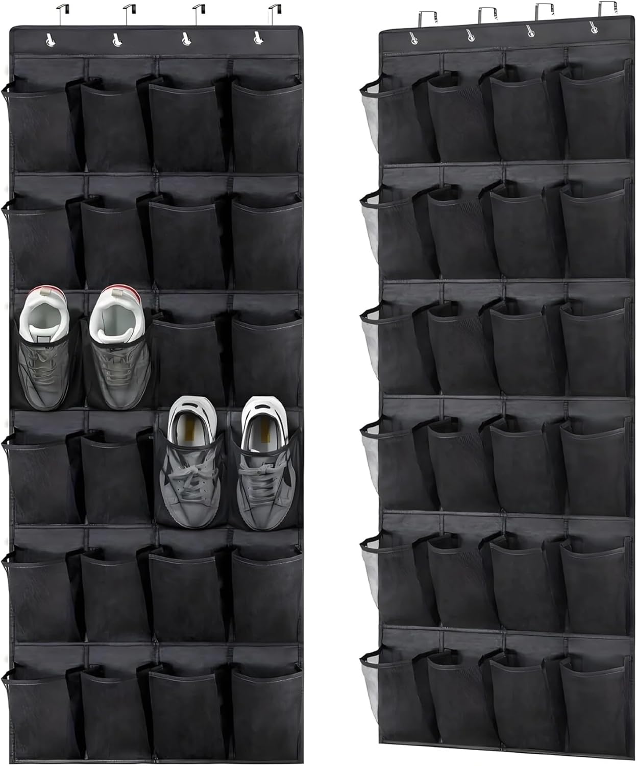 Large Mesh Pockets Clear Fabric Shoes Hanger Storage Organizer Bag ，Compatible for Closet Hanging Shoe Rack Holder(R)
