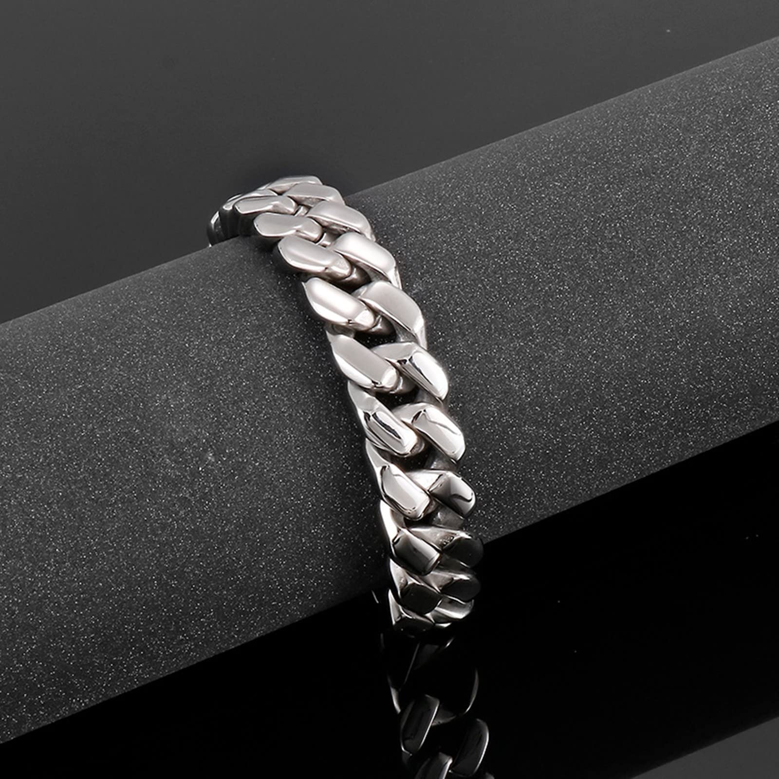 Pulsera de eslabones cubanos, pulseras a juego para los mejores amigos, hebilla de acero inoxidable, diseño de cadena cubana de 210 x 13 mm para hombres