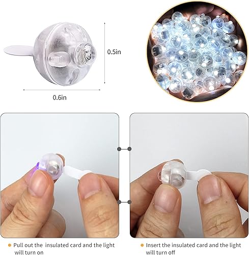 Miniatura 60 de Aogist 100 luces de globo verde, mini bola impermeable de largo tiempo de espera, lámpara LED redonda para linterna de papel, fiesta, boda