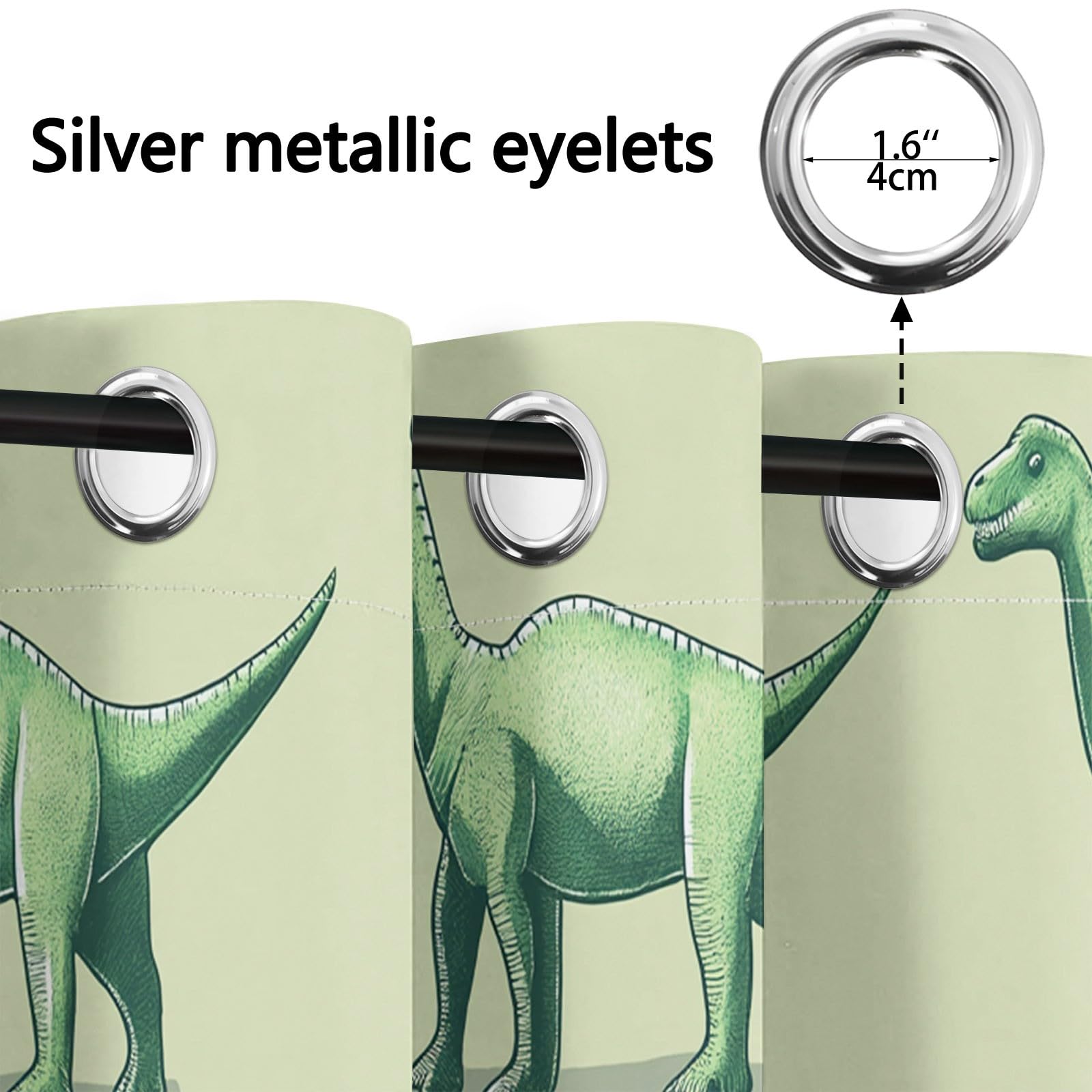 Minimaliste Moderne Rideaux Occultants Thermiques Isolants, Animaux Dinosaures Anti Froid Rideau à Oeillet - Lot de 2 Rideau de Fenêtre pour Salon Enfant Chambre Cuisine 110 X 215 cm (L x H)