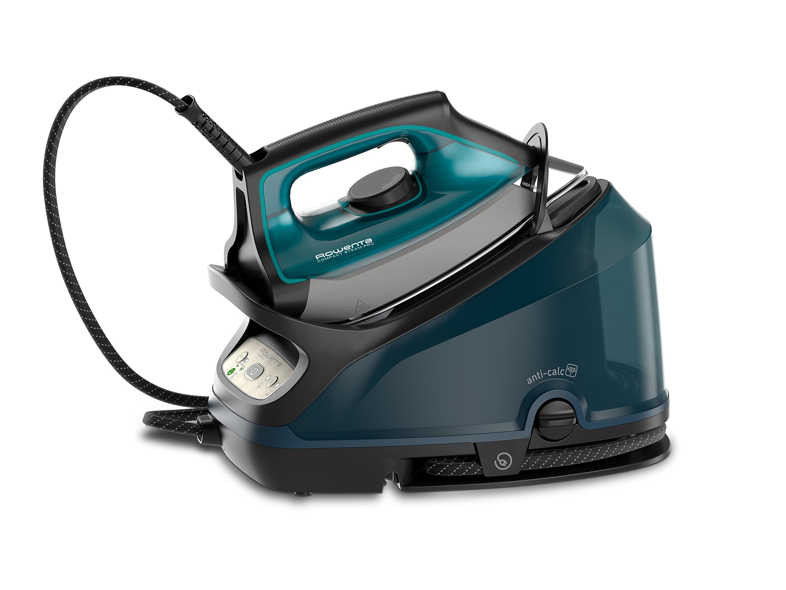 Rowenta Compact Steam Pro Dampfbügelstation, 6,2 Bar Hochdruckdampf, 310 G/Min Dampfstoß, 1,1 l Wassertank, kompaktes Design, effizienter Kalkkollektor, Kunststoff, X-Large, Blau/Schwarz, DG7621