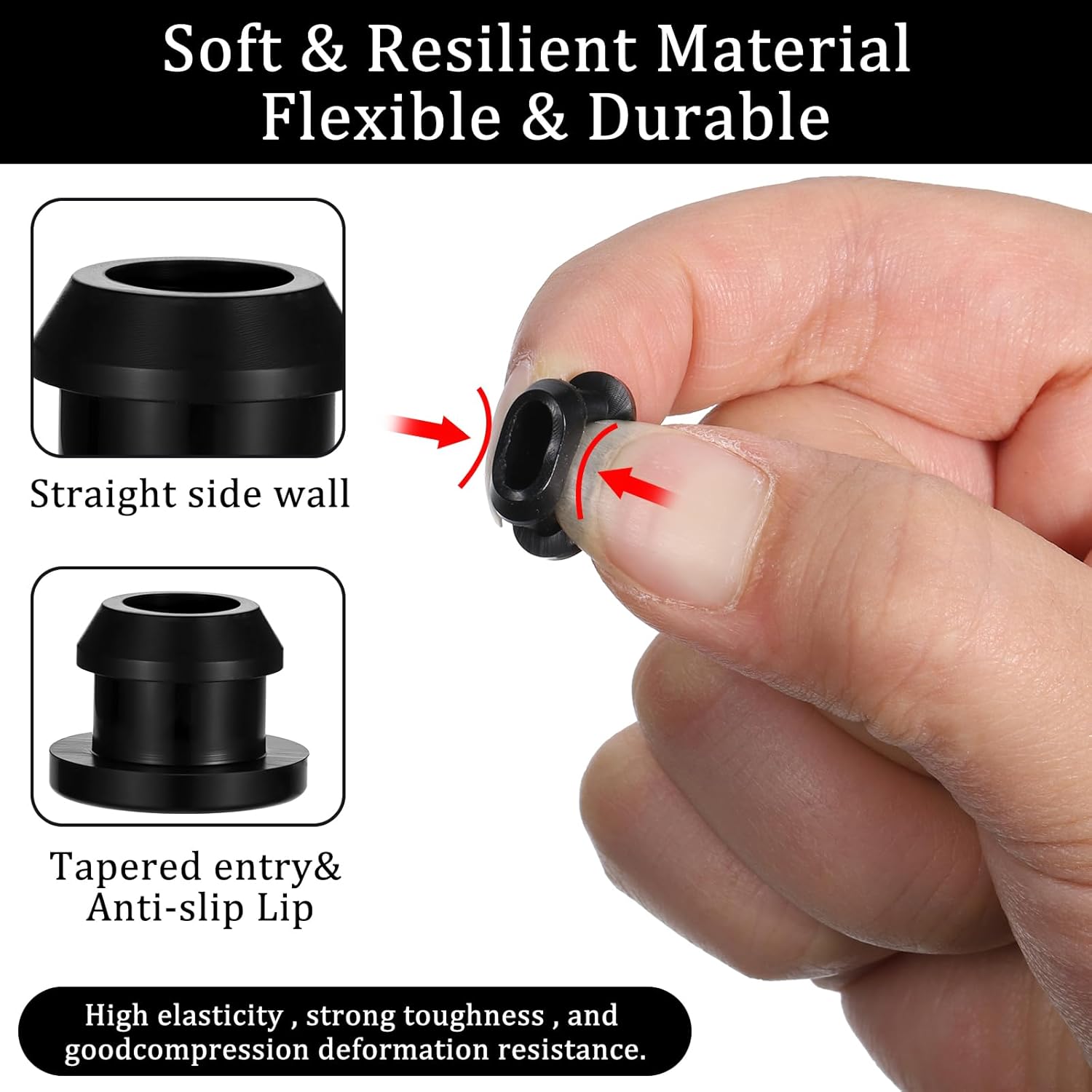 0.32"/8 mm Mini Rubber Plugs for Round Holes, 20 Pack Silicone Plugs Waterproof Round Sealing Hole Stoppers, Black Soft Flexible T-Shaped End Caps Cover for Tubes, Furniture, Bottles, Pipes (Black)
