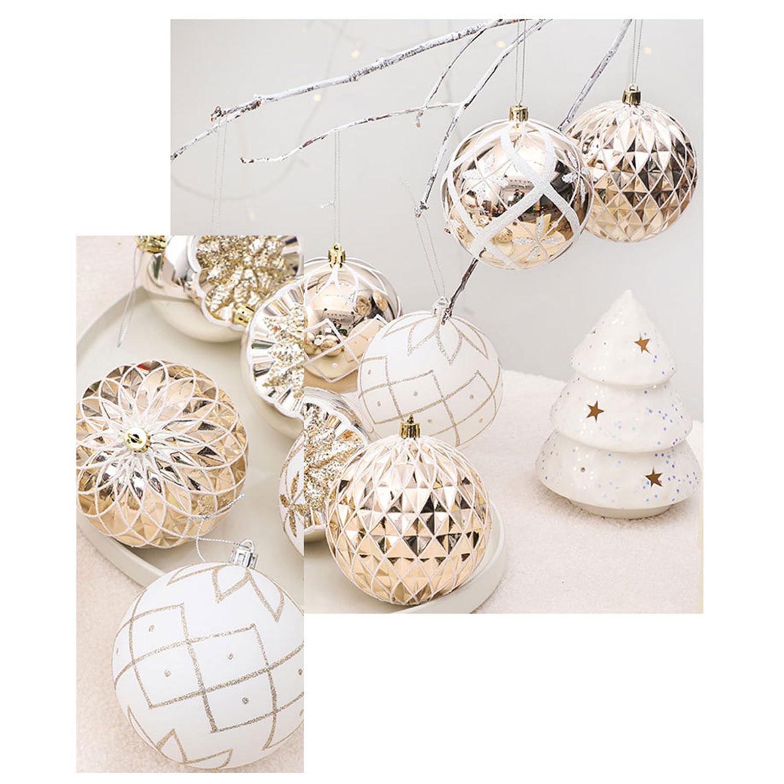 9 elegantes esferas de Navidad, decoración de árbol estable, decoración artística colgante para cosas aburridas de temporada