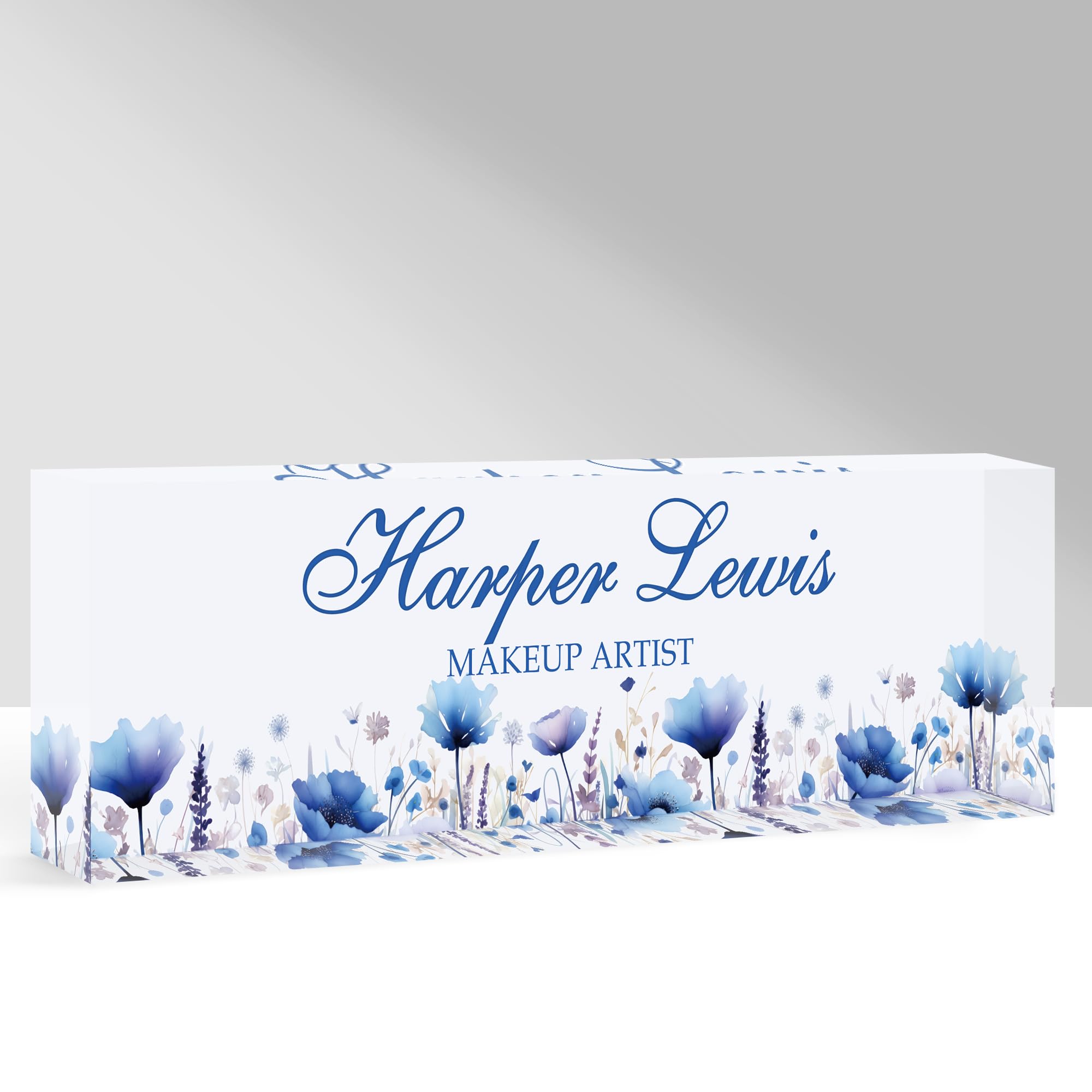 GifXify Custom Name Plate for Desk, Personalized Acrylic Office Name Sign with Name & Title, Elegant Desk Decor for Women Men, Employee Appreciation Gift (Blue-1) — image 1