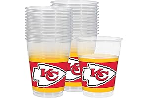 Kansas City Chiefs Clear Plastic Cups (16 oz) - Pack of 25