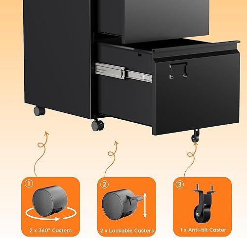 Vista 98 de SUXXAN Archivador de 4 cajones, gabinete de almacenamiento vertical de metal con cerradura, archivador vertical de acero para oficina y hogar