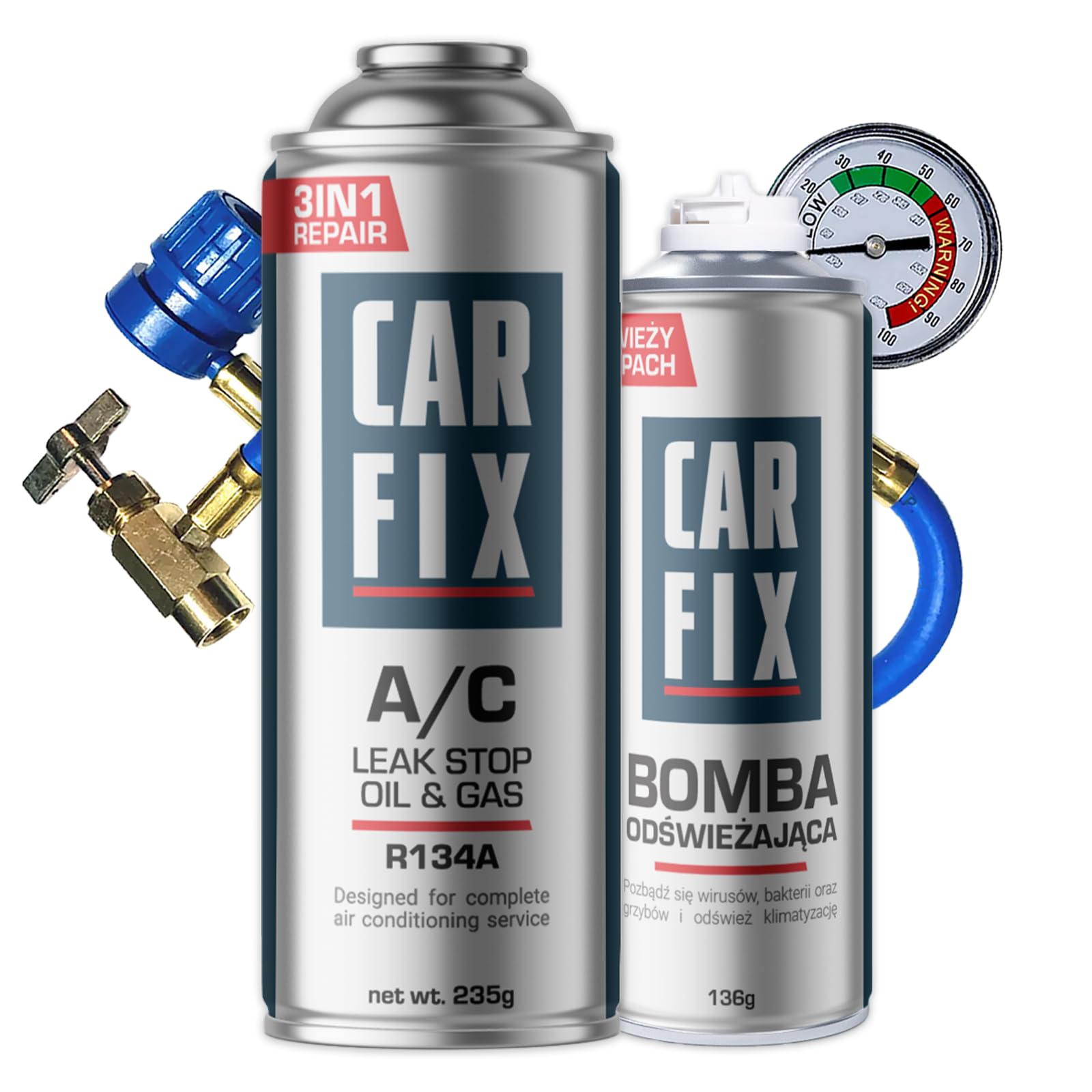 Kältemittel Ersatzgas r134a Auto Klimaanlage Nachfüllset 660g 1 Dose 3in1 235g