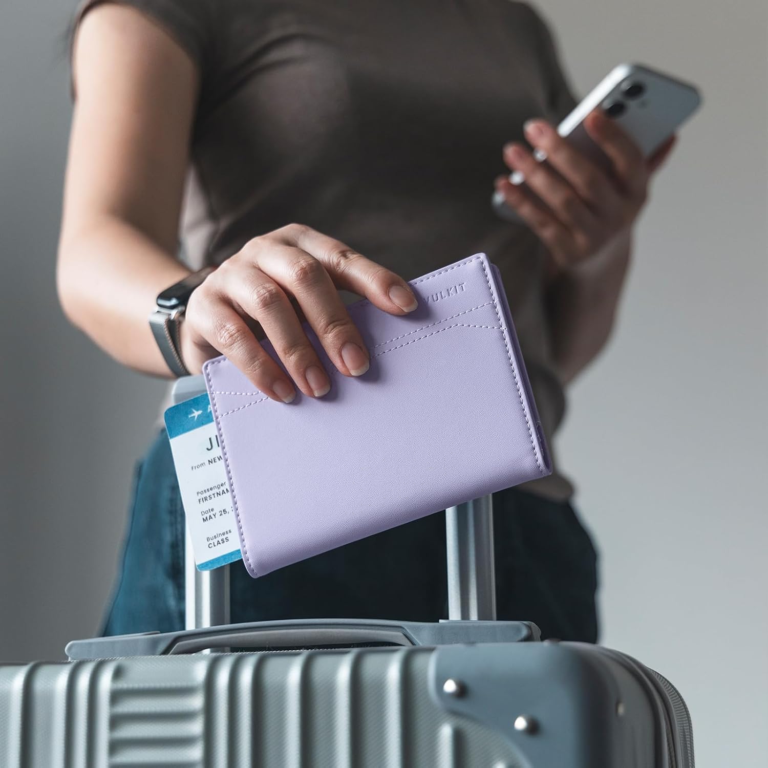 VULKIT Passport Holder for Travel, Rfid Blocking Passport Cover, Slim Travel Wallet for Men & Women, Soft Lavender