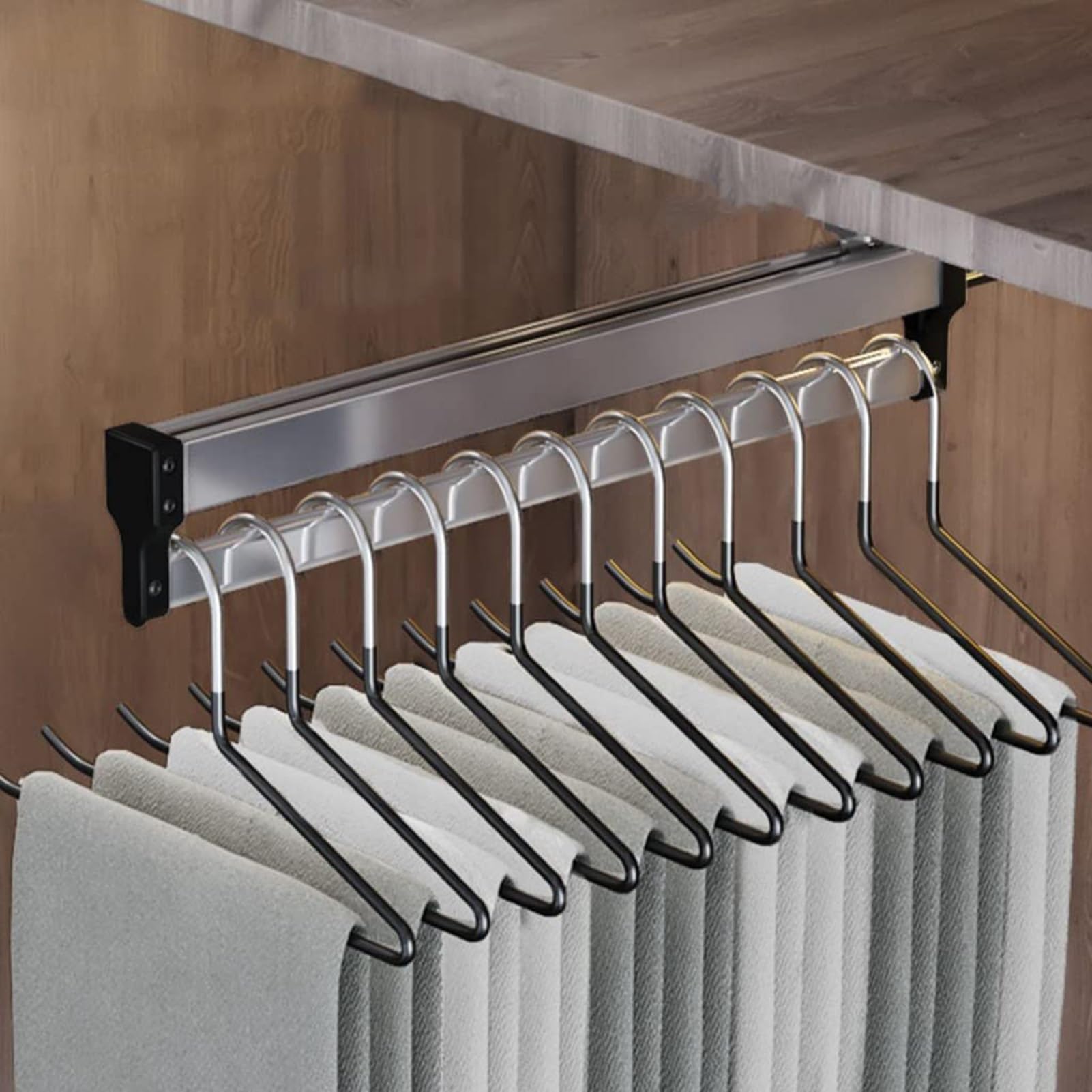 BHGFYXBS Extendable Pull Out Closet Rod - Adjustable Sliding Clothes Rail For Wardrobe Organization,One Color-800mm/31.5inch