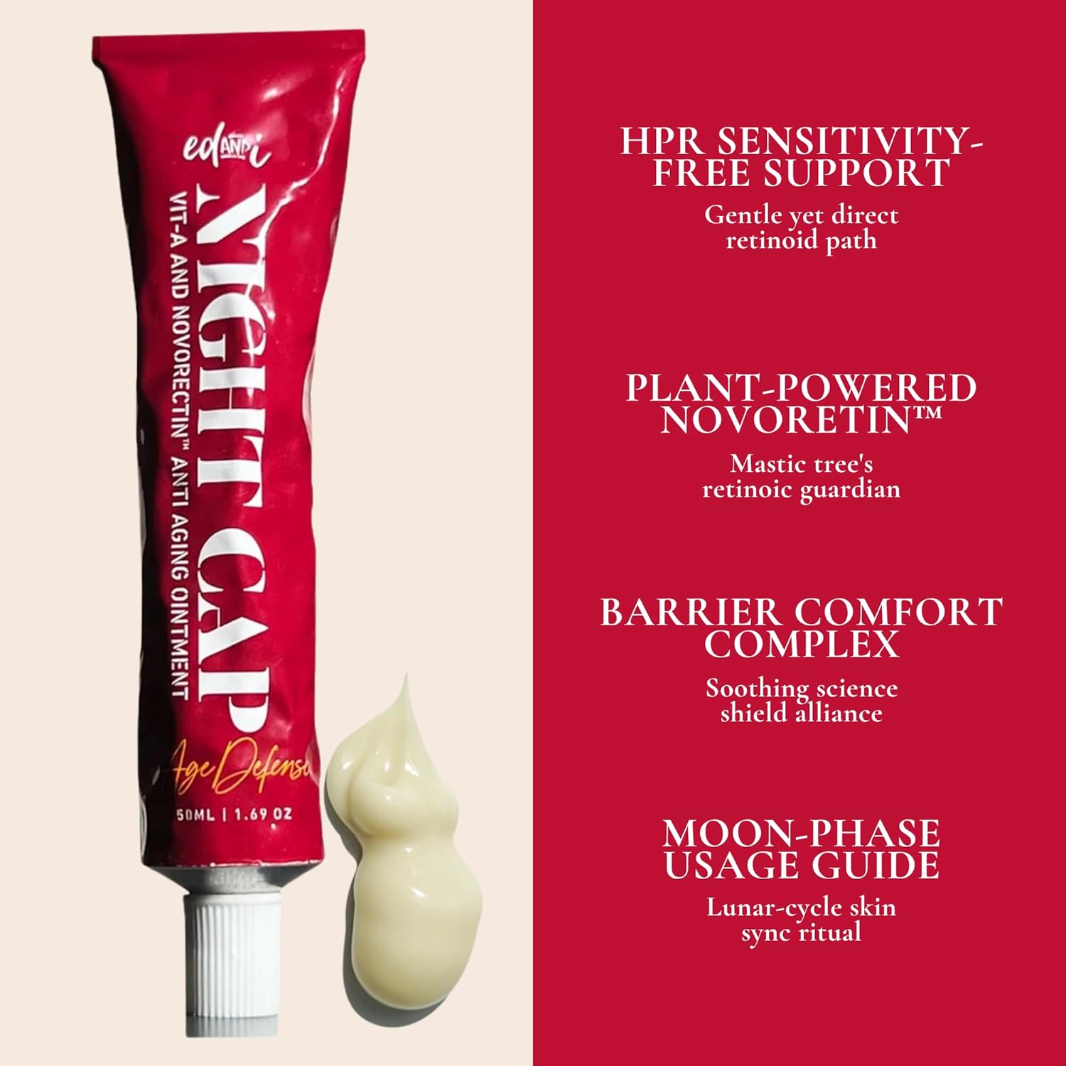 NIGHT CAP Facial Night Cream with Vitamin A, and NovoRetin Anti Aging Ointment to Minimize Appearance of Wrinkles and Fine Lines, 1.69 oz - Image 2