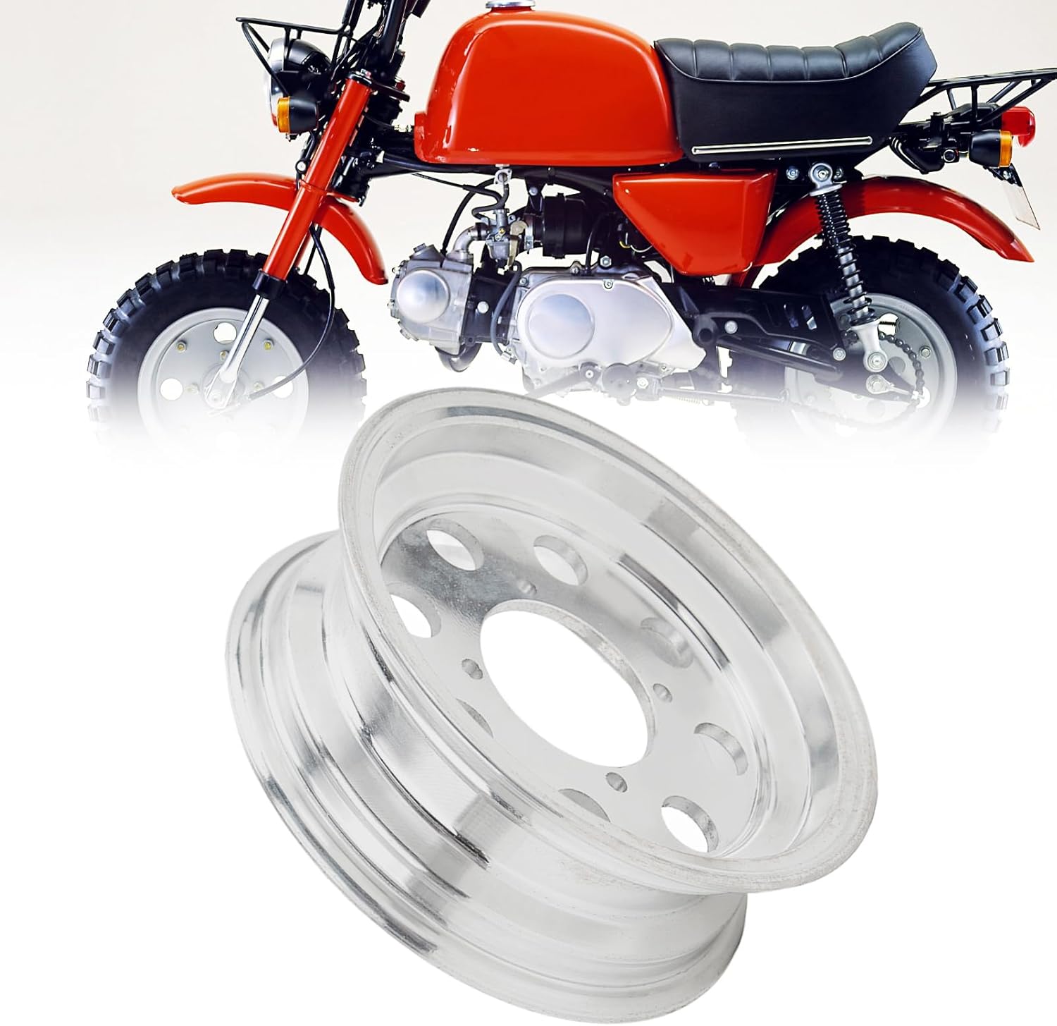 Aluminum Alloy Front Wheel Rim and Hub for Mini Motorcycle, Suitable for Monkey Z50 with 10 inch Wheels