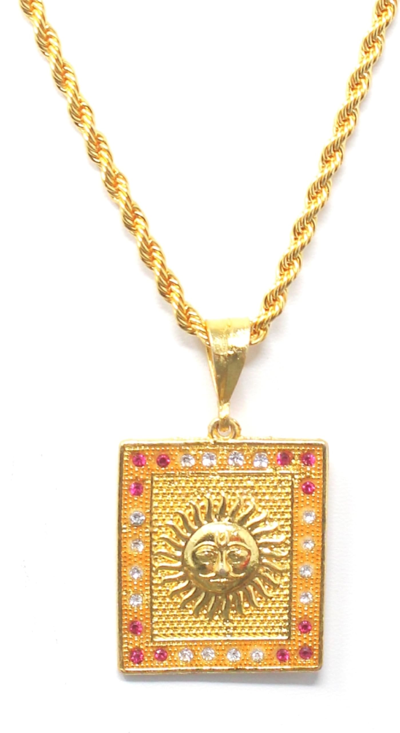 Gold -plated Suryadev Pandent Locket With chain for Mens and boys-image-24