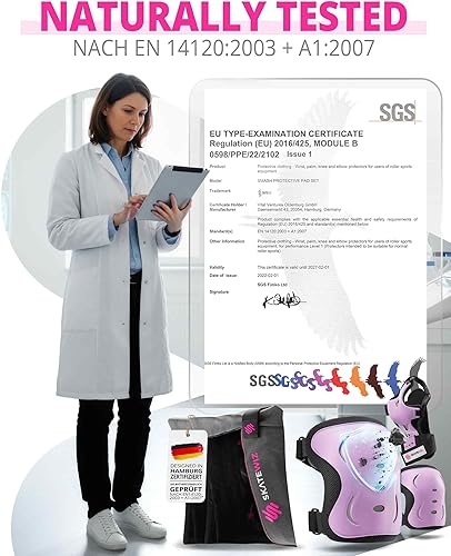 Miniatura 4 de SKATEWIZ Juego de rodilleras y coderas para niños y adultos con protectores de muñeca para patinaje sobre ruedas [6 piezas] - Equipo de protección