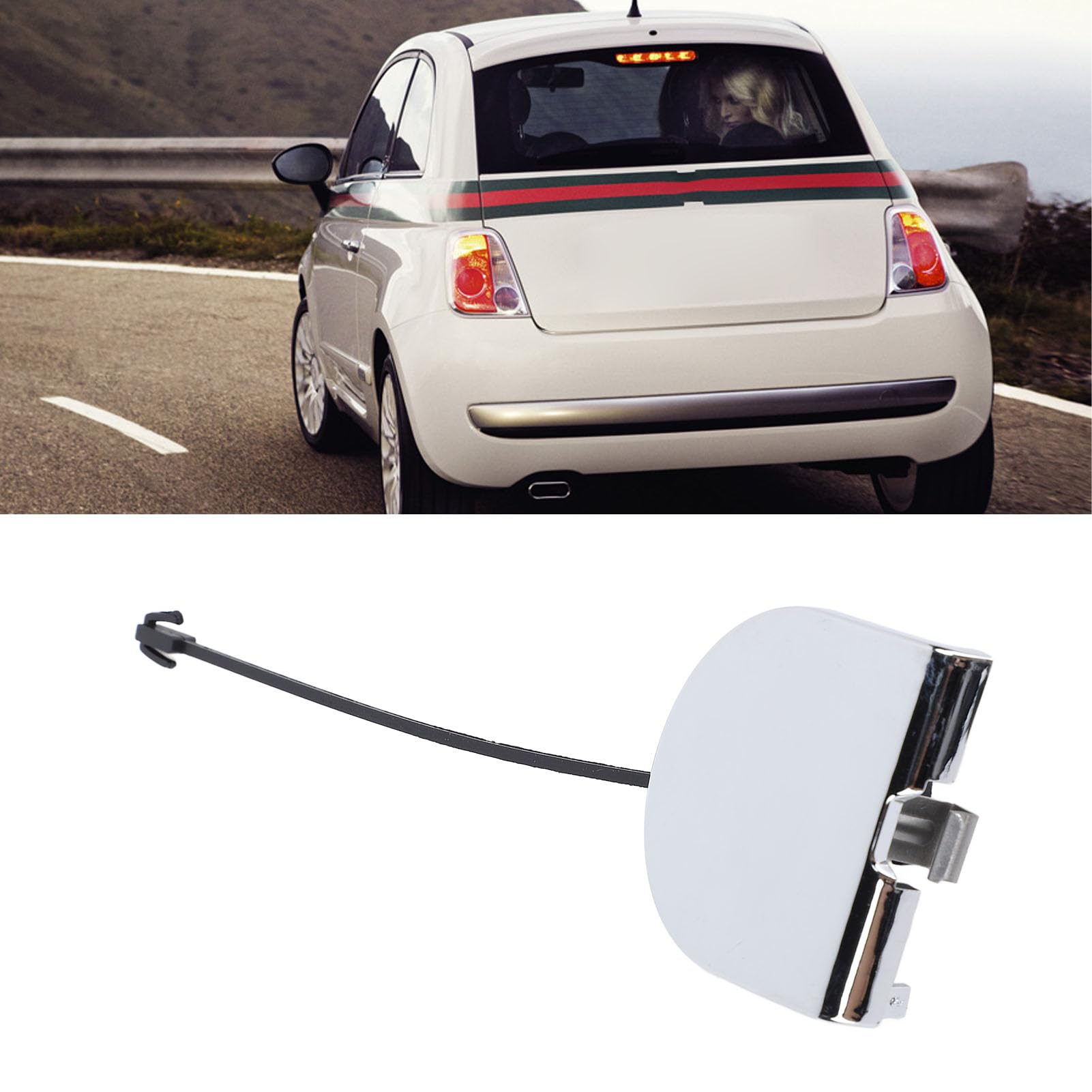 Cache œil De Remorquage Pour Fiat 500 (2007-2012) - Finition Chrome - Remplacement OEM 735455393