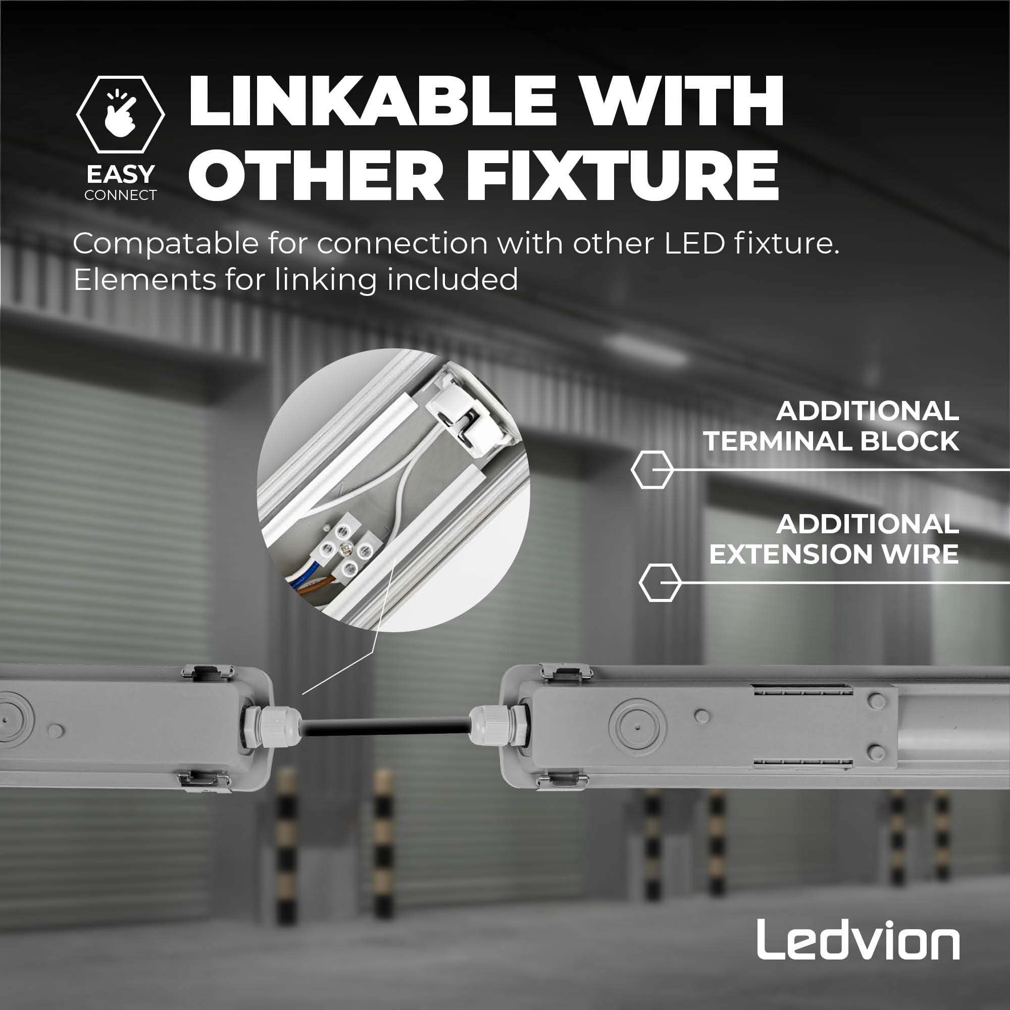 Ledvion - Boîtier de Reglette, 150cm, IP65, Sans tube LED, éclairage de garage, entrepôt, d'atelier, lampe de cave
