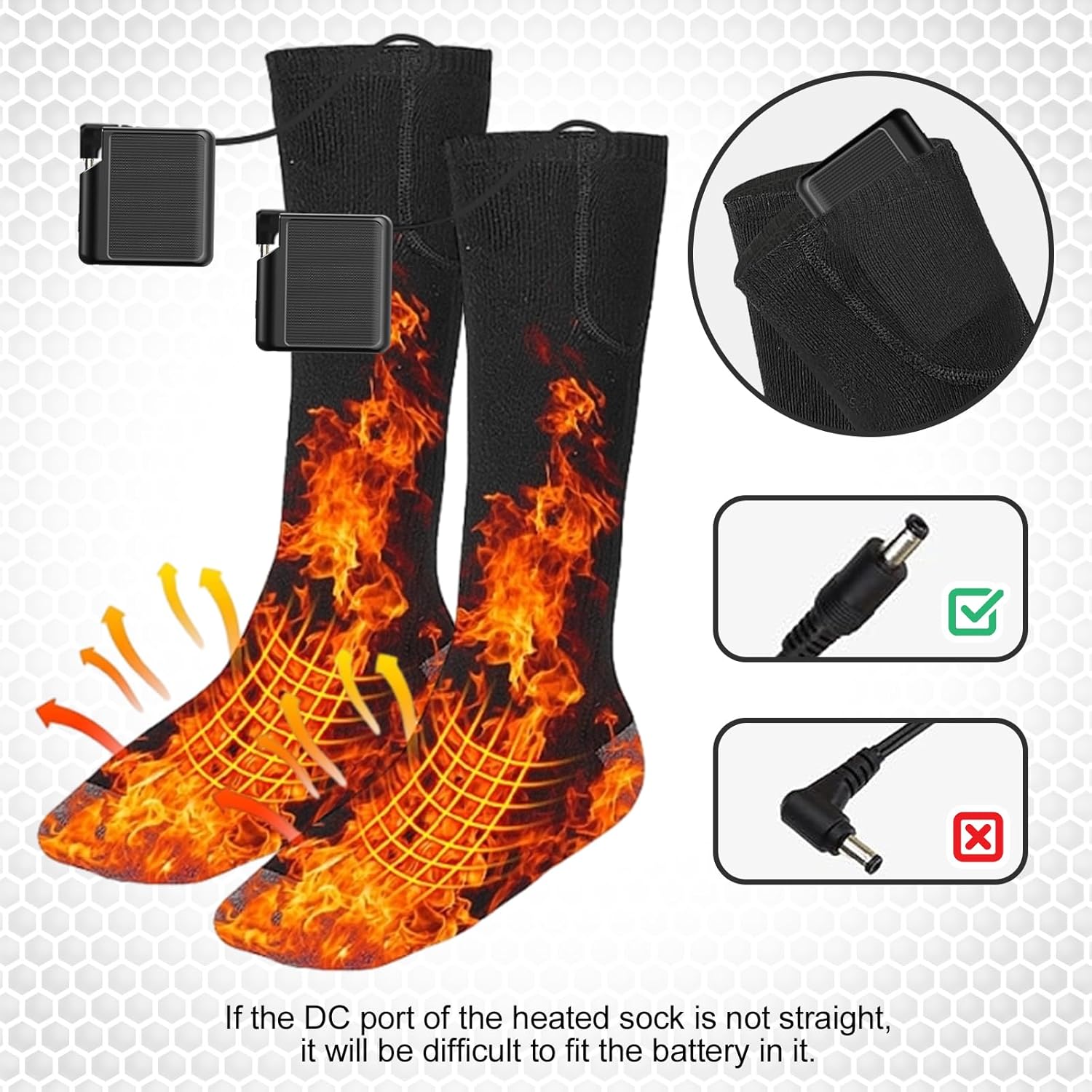 7.4V Battery Pack for Heated Gloves Socks USB Charging Cable Rechargable Lithium Polymer Batteries for Heated Gloves Socks Hats Mittens Heating Pad (2pcs Included) (ST9 3000mAh*2) - Image 6