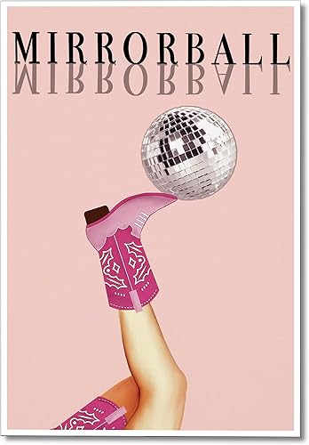 Cyprethy Funky Mirrorball - Lienzo decorativo para pared, póster de decoración de botas de vaquera occidental, arte de pared femenino rosa intenso, disponible en Yaxa Peru