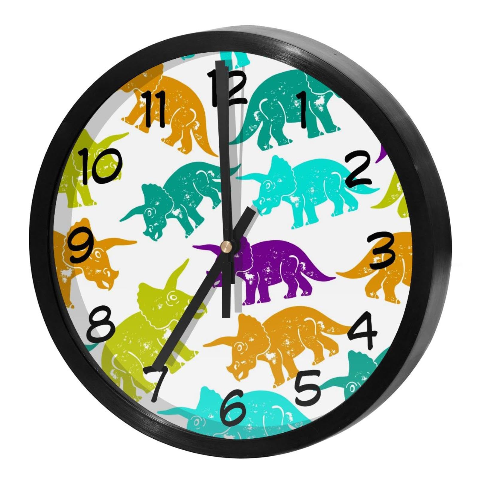 Horloge murale silencieuse dinosaure coloré pour chambre enfant