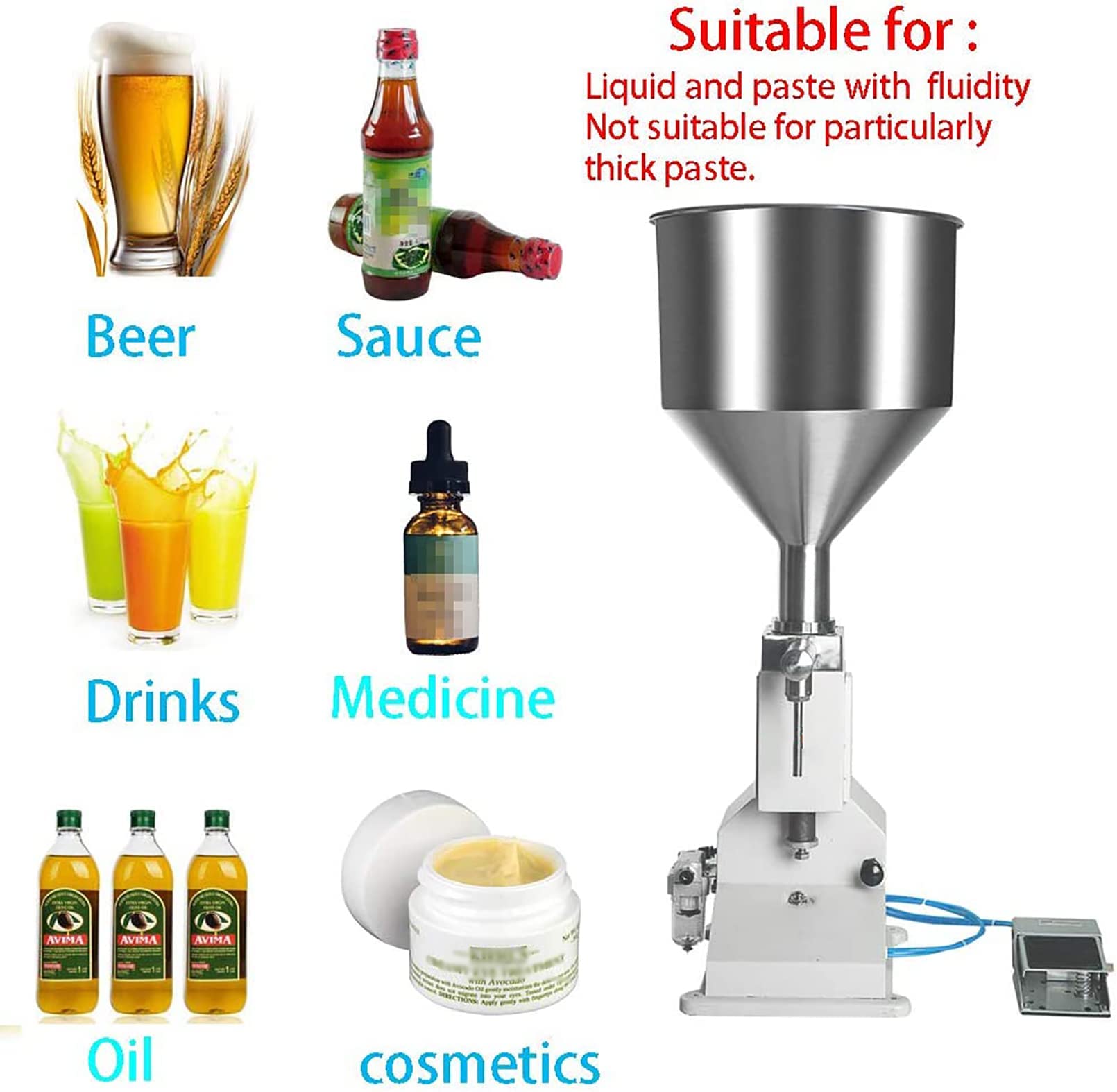 YXCUSAM Liquid Filling Machine Pneumatic Quantitative Paste Filling Machine Cosmetics Filling Machine Suitable for Cream Cosmetics — view 4