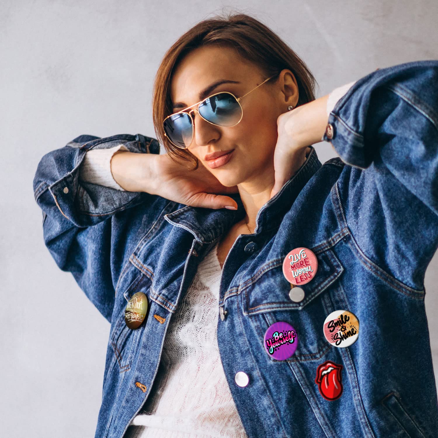 Funky Fashion Badges Set Of Six - Gift for Birthday, Travelers, Party - Gift for SIster, Brother, Friend, Relative, Family